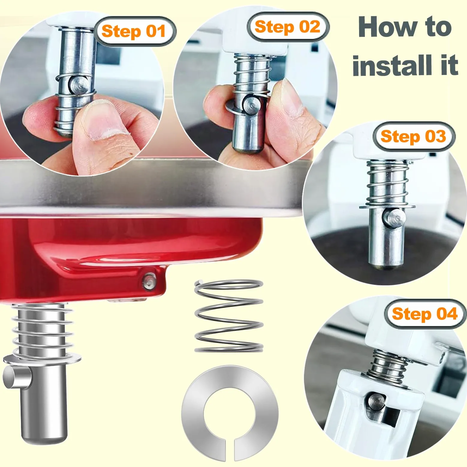 Zestaw sprężyn i podkładek ze stali nierdzewnej kompatybilny z mikserem stołowym Kitchen Aid 3,5/4/5/6/7/8 litrów