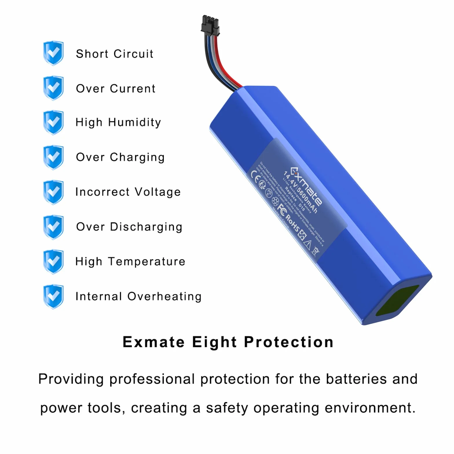 Exmate Akumulator litowo-jonowy 14,4 V 5600 mAh do Dreame D10, D10 Plus, D10s, D9, D9 Max, D9 Pro, F9, L10, L10 Pro, L10 Robot Aspirateur