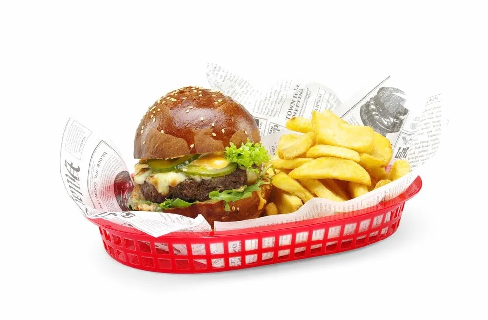 HENDI Koszyk do serwowania, 6 sztuk, na przekąski i frytki, sztaplowane, kosze do fast foodów, koszyk na frytki, kosze do pieczywa, 272x175x(H)38mm, polipropylen, czerwony