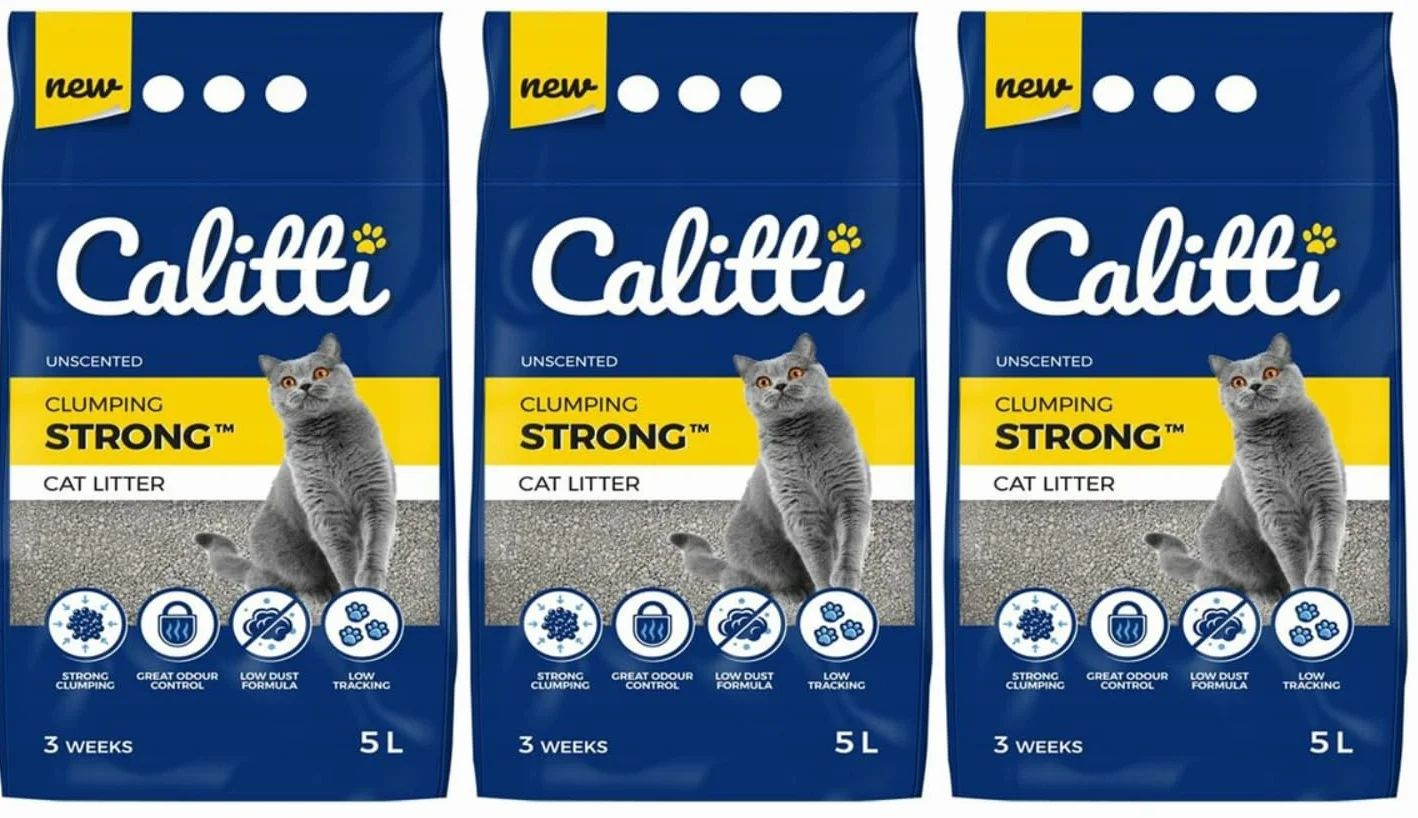Calitti Strong Unscented bentonitowy żwirek do kuwety dla kota 3x 5L