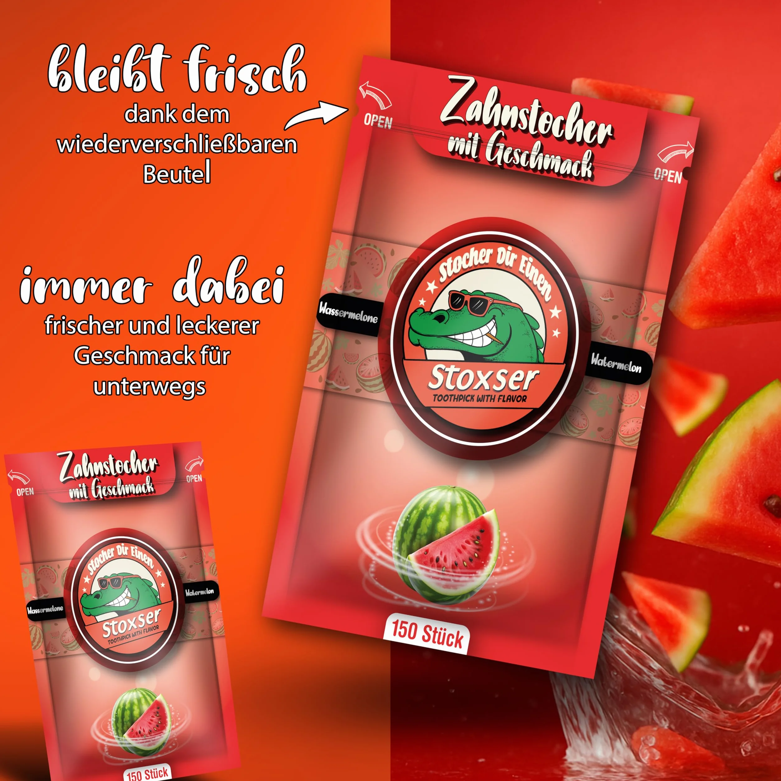 150 x wykałaczka o smaku arbuza, rewolucja smaku, wykałaczka o smaku bez gumy do żucia, wspiera pastę do zębów, usuwanie kamienia nazębnego, nić dentystyczna, bez cukru