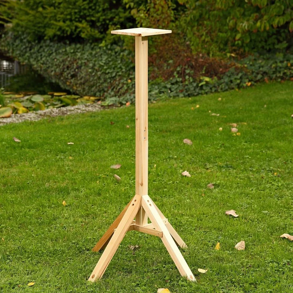 Melko Stojak na domek dla ptaków z surowego drewna do karmnika dla ptaków, 66,5 x 66,5 x 105 cm