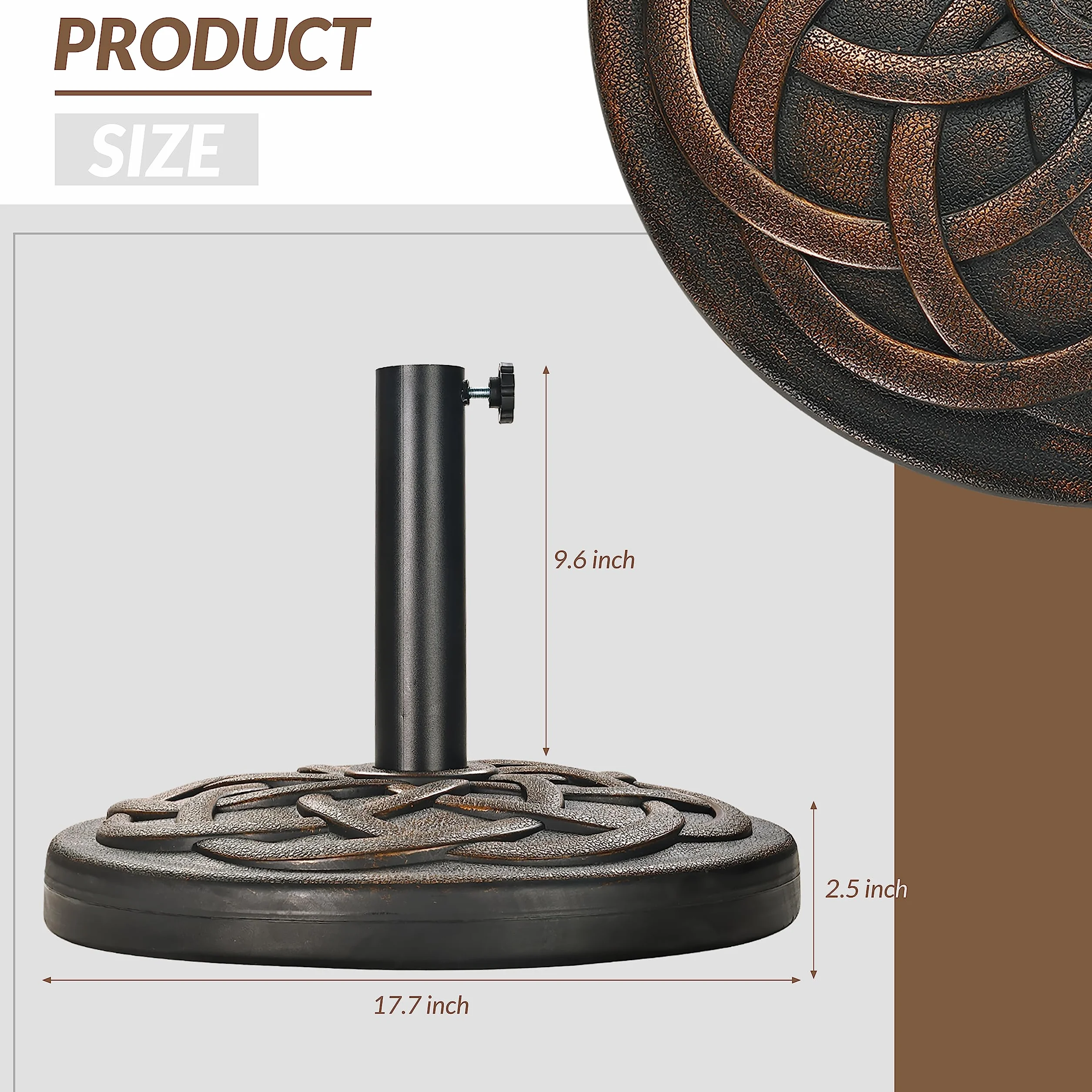 Elevon EL-UB175 15,9 kg wytrzymała podstawa parasola, brąz