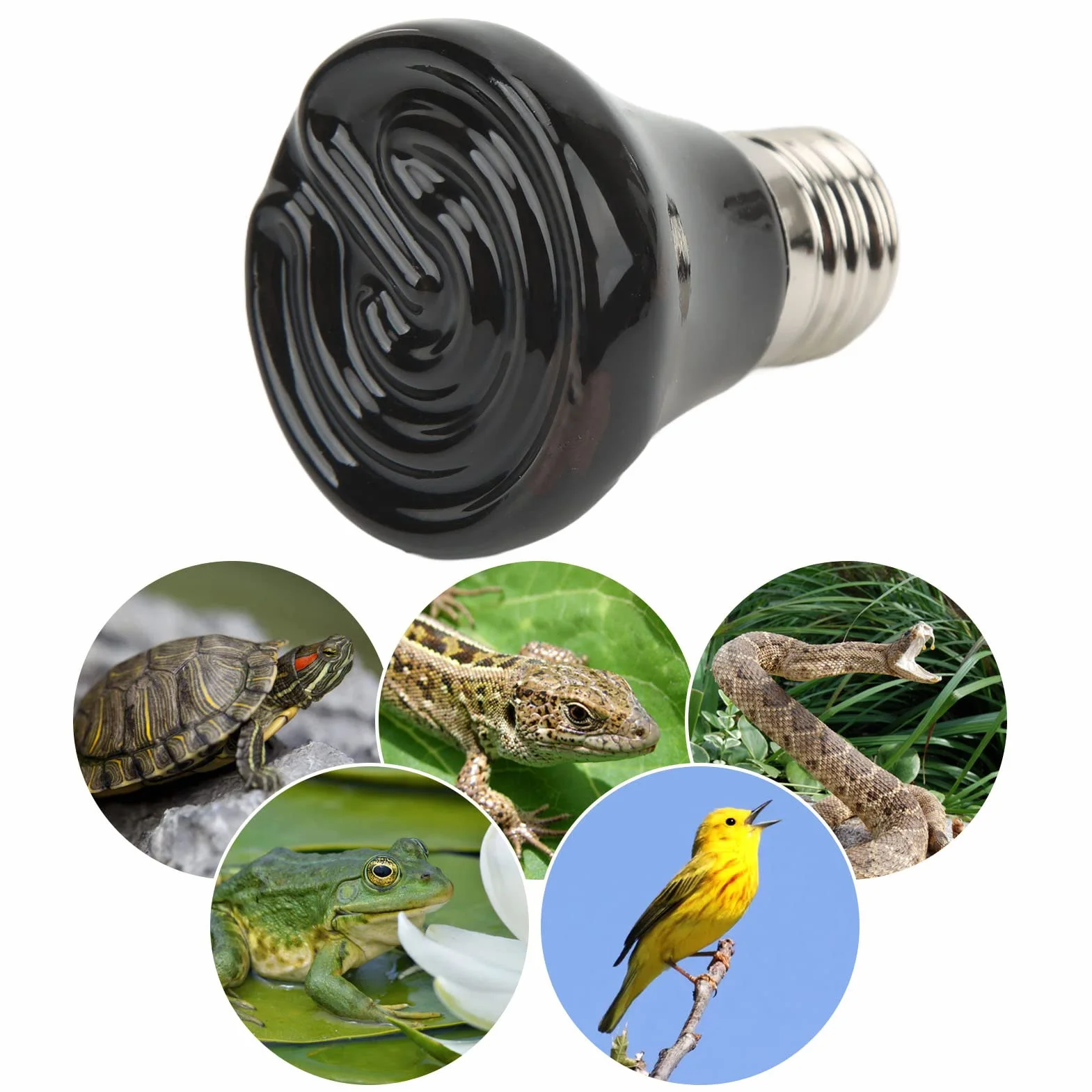 Ceramiczna Lampka Grzewcza dla Gadów 25W E27 220V-240V Promiennik Podczerwieni Czarna
