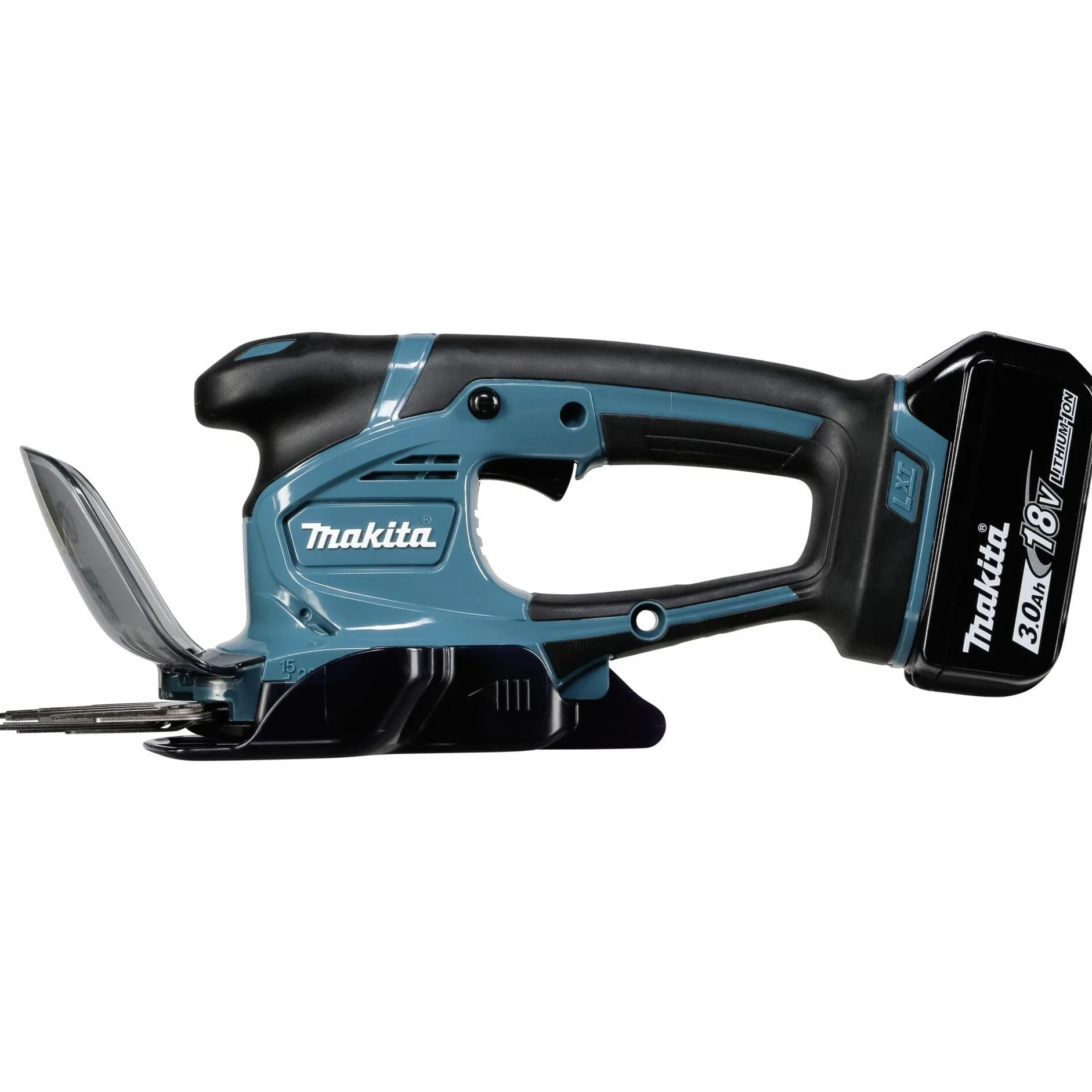 Makita DUM604RFX1 akumulatorowe nożyce do trawy 18 V/3,0 Ah, 1 akumulator + ładowarka w zestawie przedłużacz uchwytu z rolką