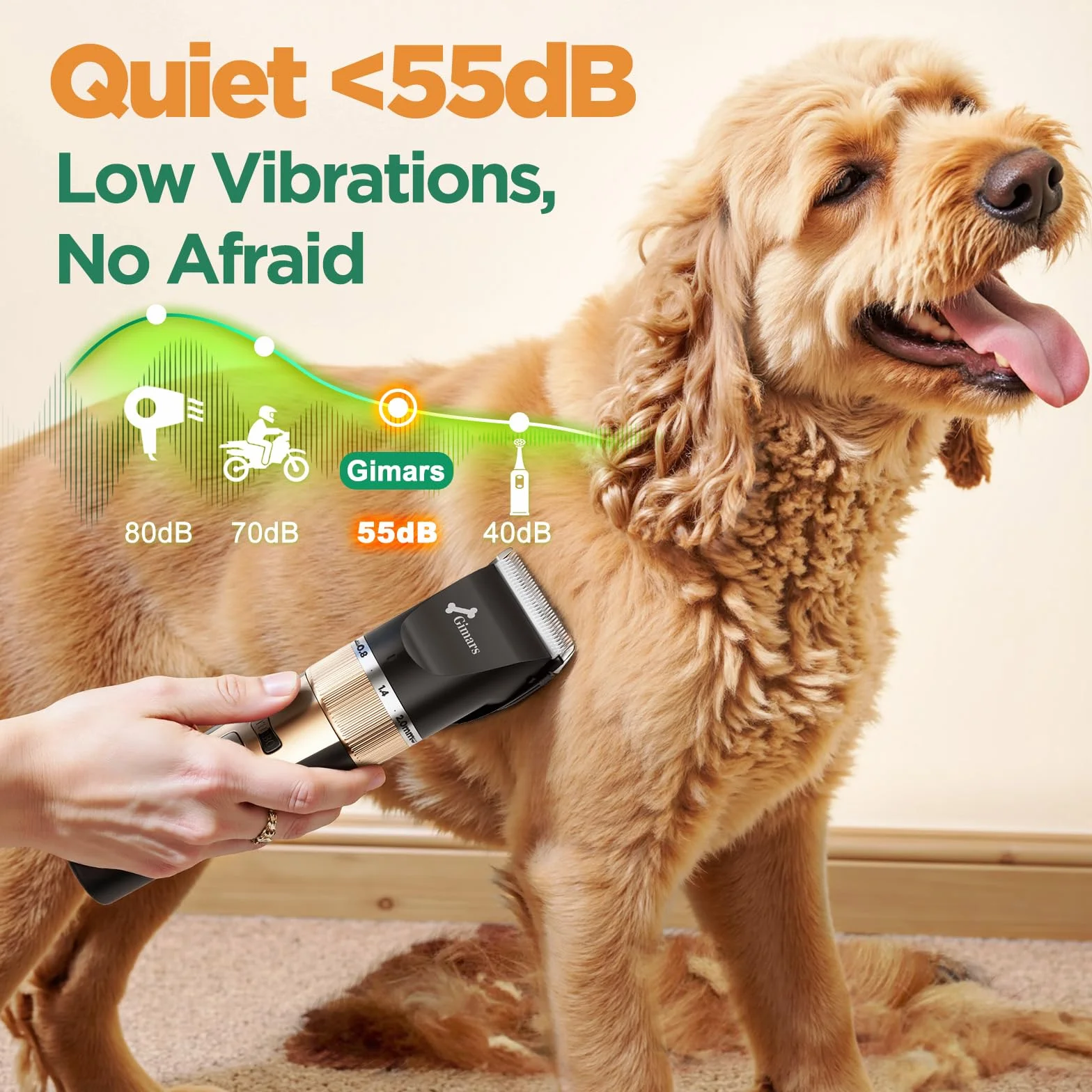 Gimars 6 in 1 Dog Clippers with Stainless Steel Dog Grooming Scissors Kits - Gold