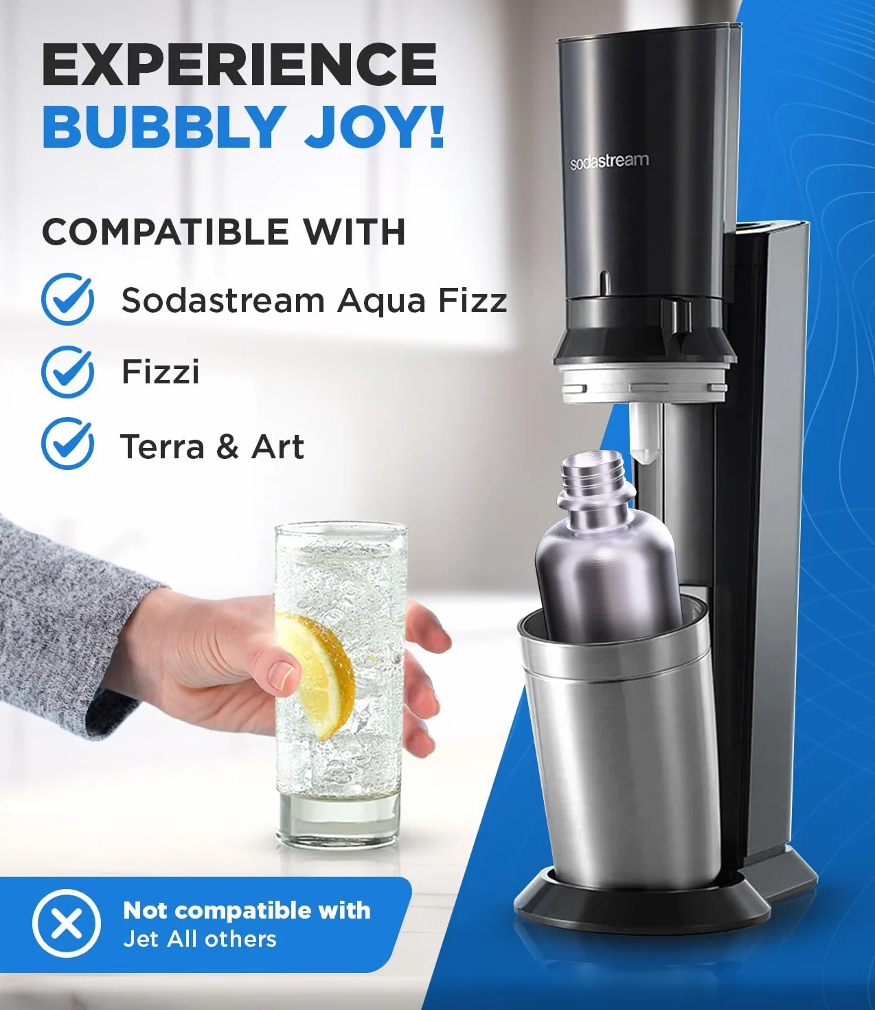 MATE OF STEEL® Butelka kompatybilna z Sodastream Crystal & Easy Premium 0,75 l ze stali nierdzewnej – nadaje się do mycia w zmywarce | butelka na napoje z metalu o pojemności 750 ml | butelki zapasowe