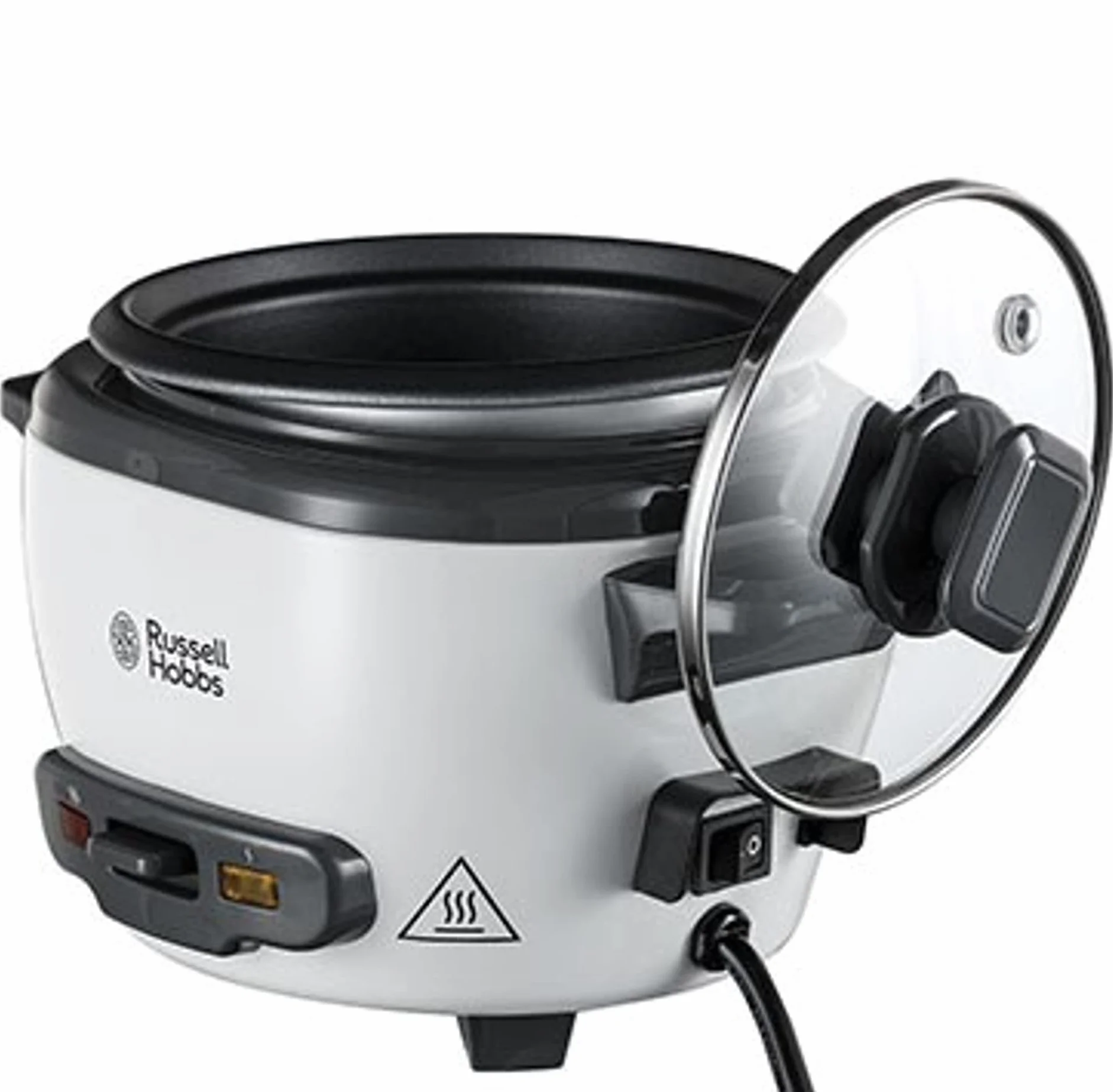 Russell Hobbs szybkowar, ryżowar, pojemność 0,4l, wyjmowany garnek, funkcja podtrzymywania ciepła, pokrywka ze szkła hartowanego, stal nierdzewna, moc 200W, srebrny, Szybkowar Mini 27020-56