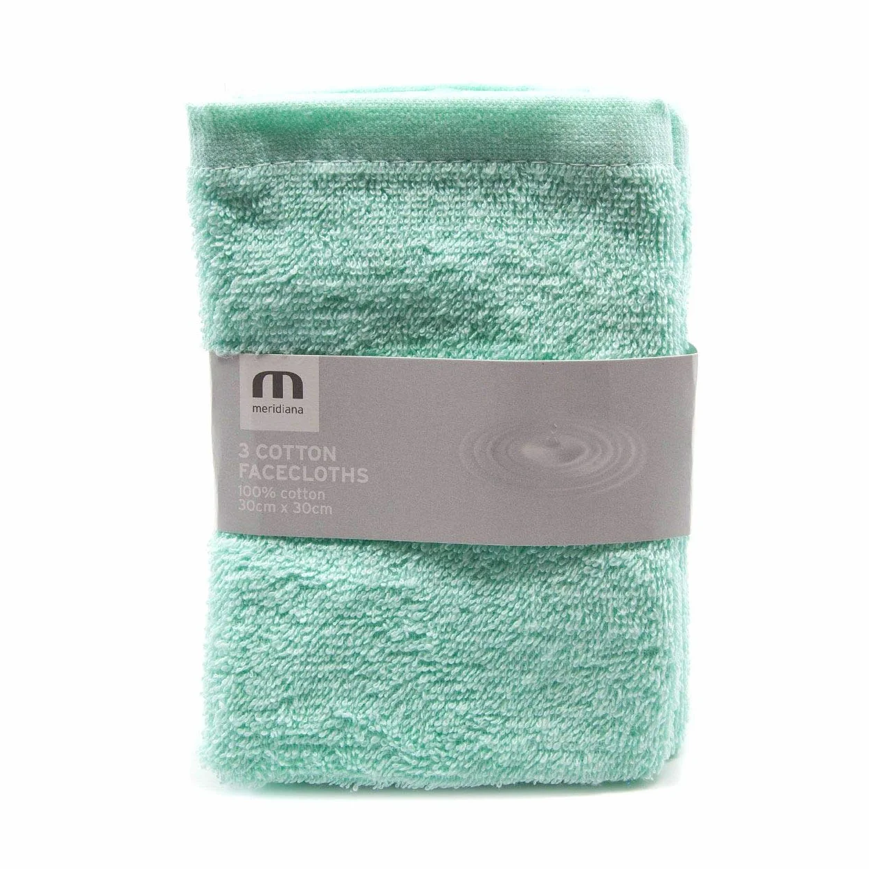MERIDIANA Super miękkie 100% bawełniane myjki rodzinne. Można prać w pralce. Pastelowa zieleń. 3 opakowania. 30 cm x 30 cm.1 szt