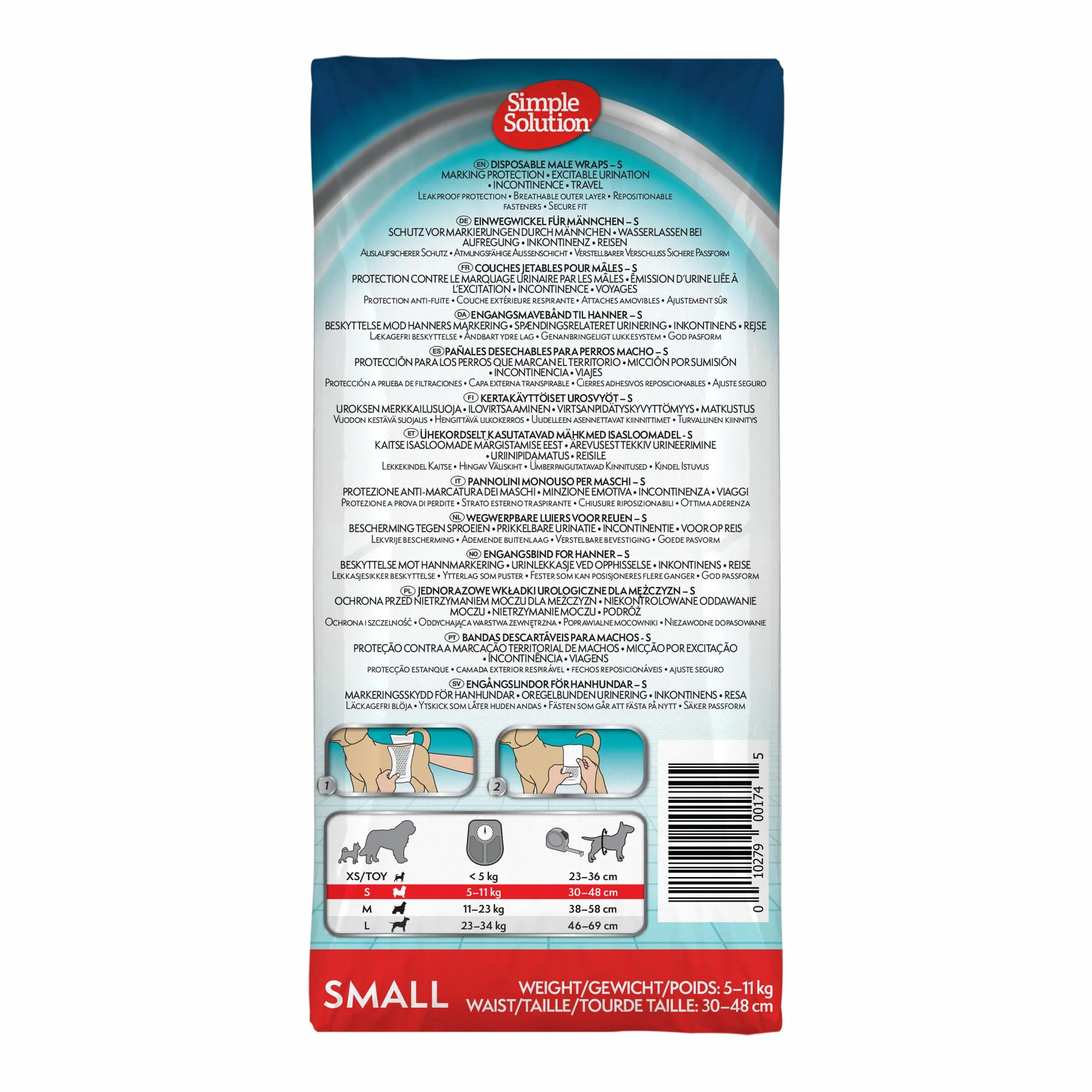 Simple Solution Insta Shield Pieluchy dla Psa, Biały, 12 x M