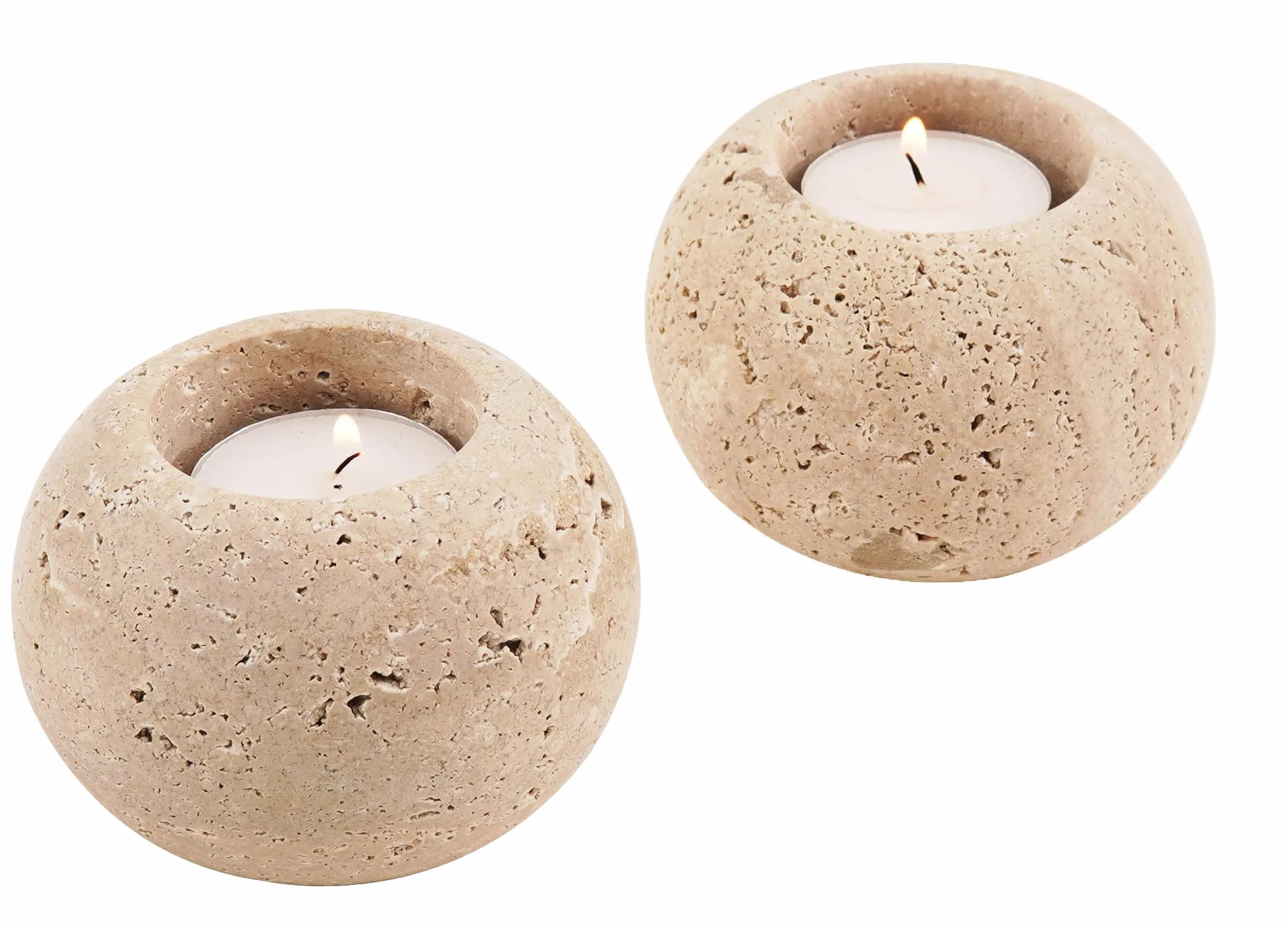 SPESHSTONES marmurowe świeczniki na świeczki tealight 3.5 cala Trawertynowe świeczniki wotywne na prezenty ślubne i małe świeczki tealight, zestaw 2 świeczników do dekoracji stołu