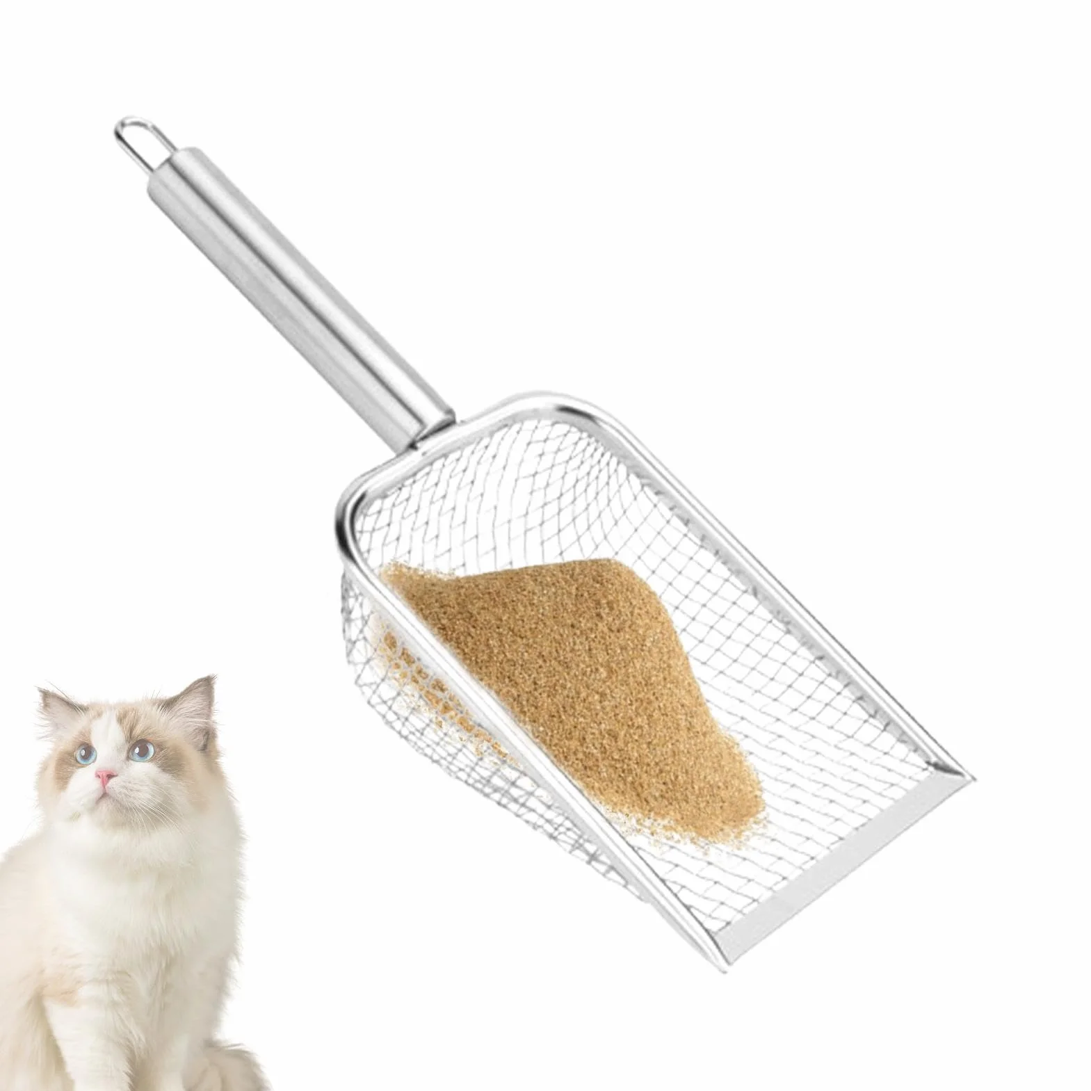 Generico Cat Litter Metal Scoop, przenośny karafka do strzyżenia kota, ze stali nierdzewnej, łyżka do pomponów, narzędzie do szufelek dla kotów i muszli, podnoży dla żabek dla żabek, kotów i żółwi