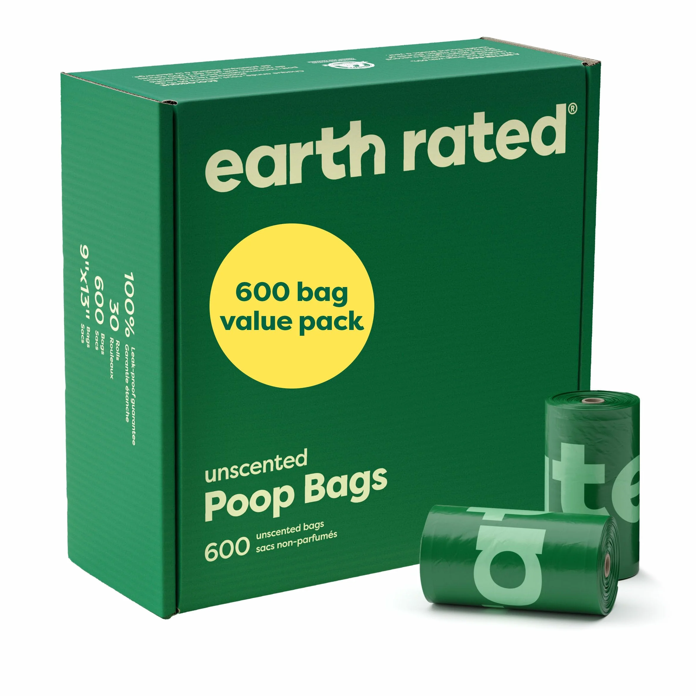 Earth Rated Woreczki na Psie Odchody Zestaw Oszczędnościowy 600 Sztuk, Szczelne, Bardzo Grube, Bezzapachowe