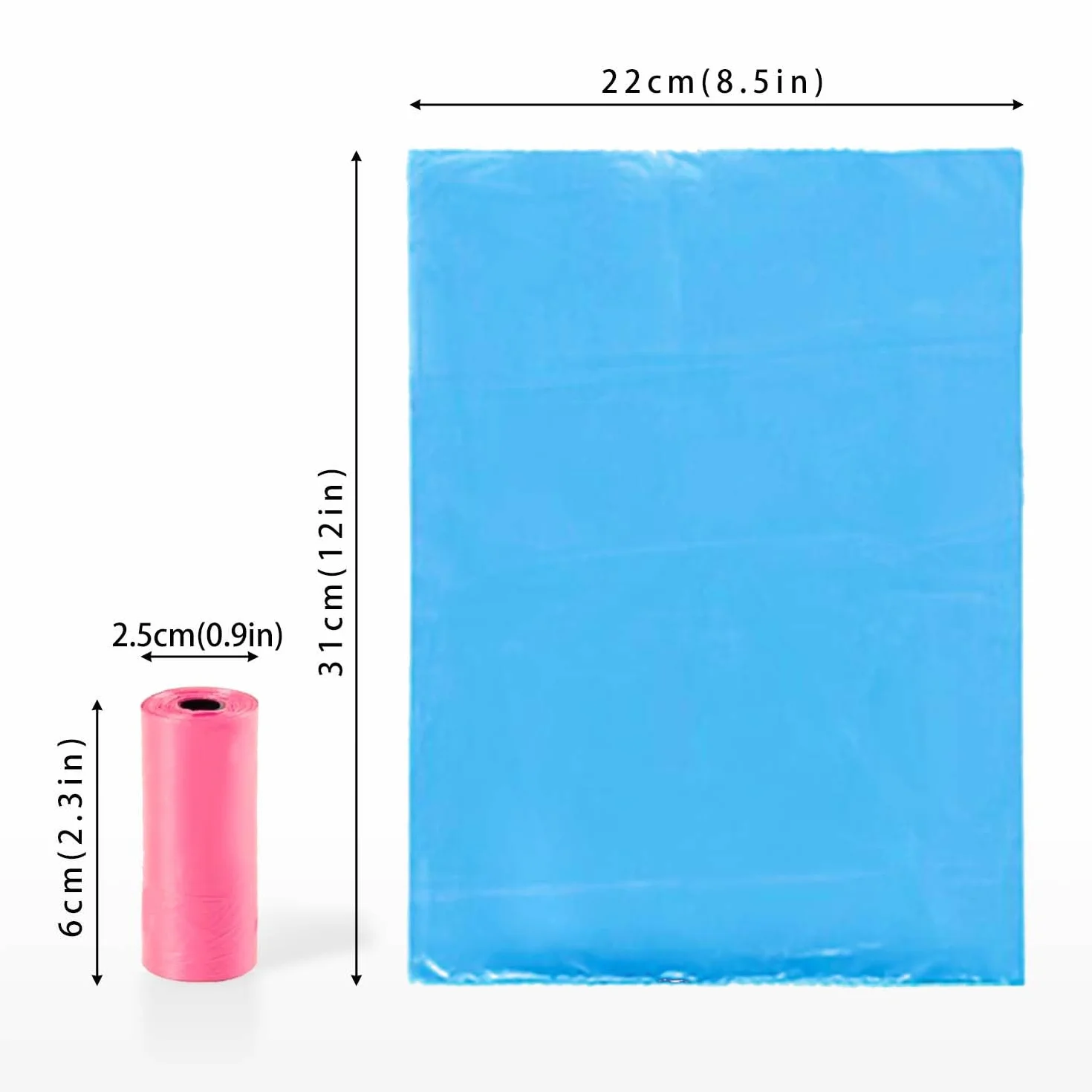 AiTodos® 300 szt, Woreczki na Psie Odchody, 5 Kolorów, Worki na Odchody - 31 * 22CM, Materiał Polietylenowy, Przenośne - Fioletowy, Niebieski, Zielony, Czerwony, Różowy (20 Rolek, 15 sztuk w Rolce)