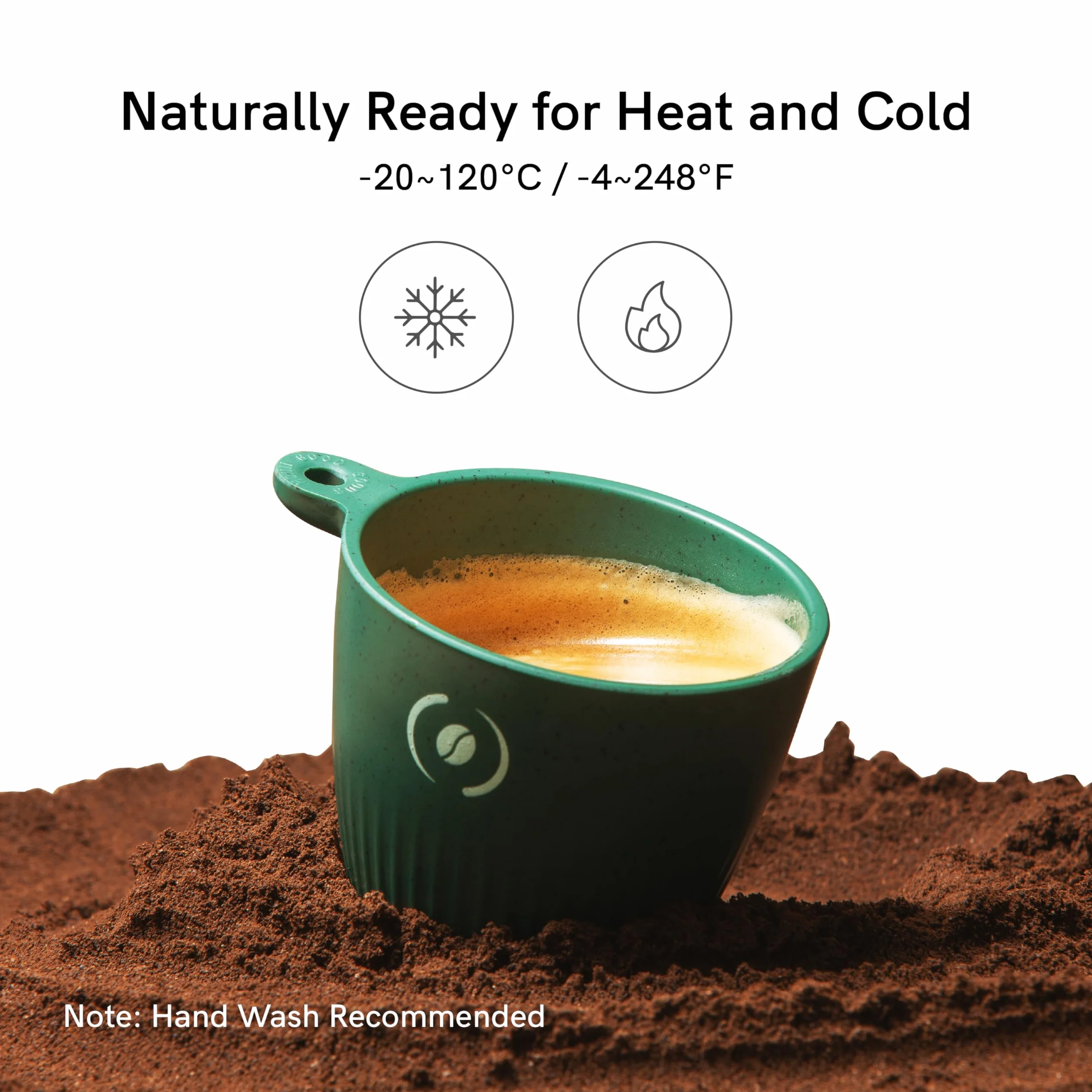 OutIn Kubek do Espresso, Wykonany z Fusów Kawy ze Smyczą, Mała Filiżanka 90 ml Idealna dla OutIn Nano