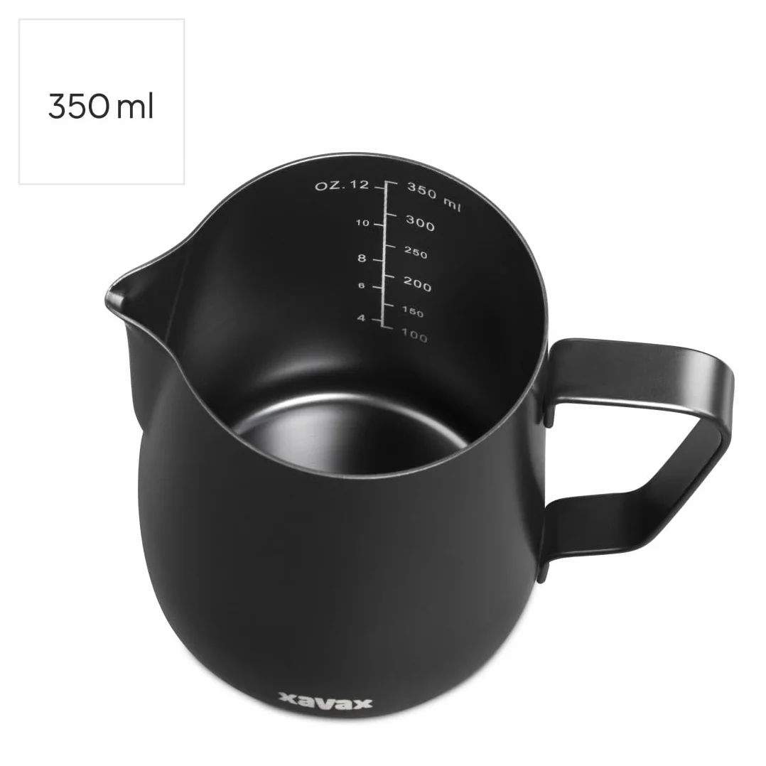 Xavax dzbanek do mleka 350 ml (do spieniania, ze stali nierdzewnej, do zmywarki, naczynie, do kawy) czarny