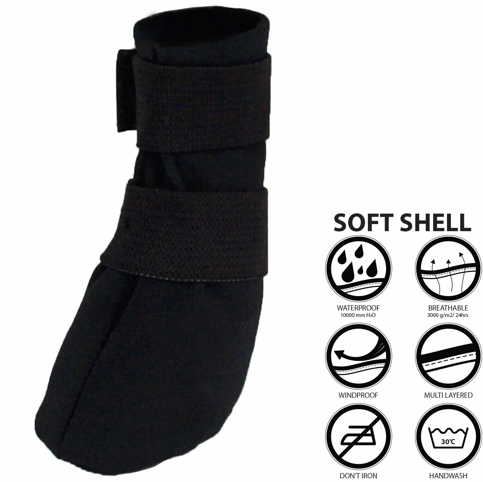 Skarpety ochronne regenerujące dla psów kotów softshell 5 cm wys. 9 cm czarne
