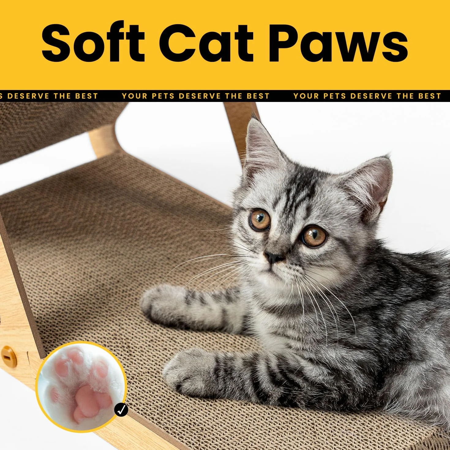 Conlun A-Frame Cat Scratching Board 2w1 Vertical Horizontal Cardboard Scratcher with Wooden Stand for Furniture Protection