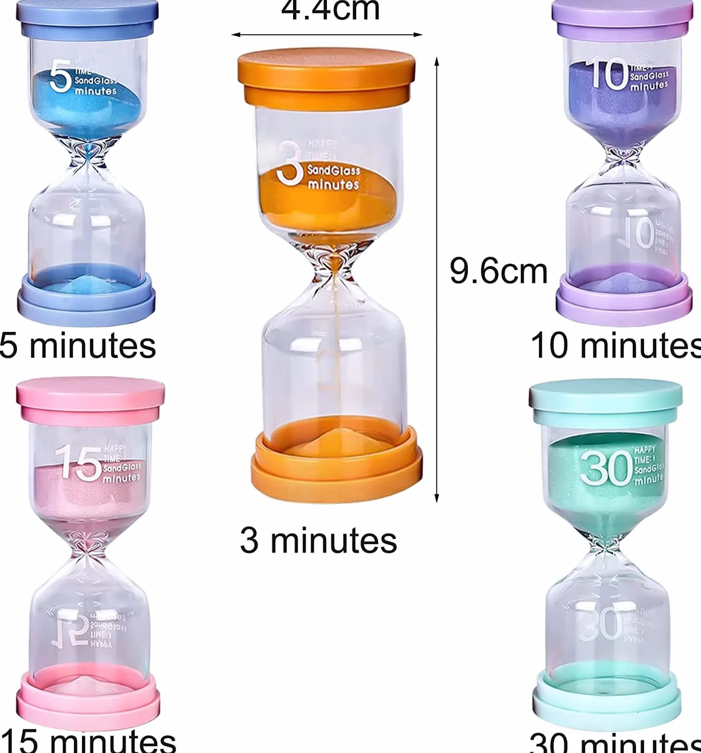 Timer do kąpieli dla dzieci i dorosłych,5 sztuk klepsydra 3/5/10/15/30 minutowy zestaw,zegar piaskowy wielofunkcyjny do kuchni biura i ćwiczeń,zarządzanie czasem dla dzieci i dorosłych