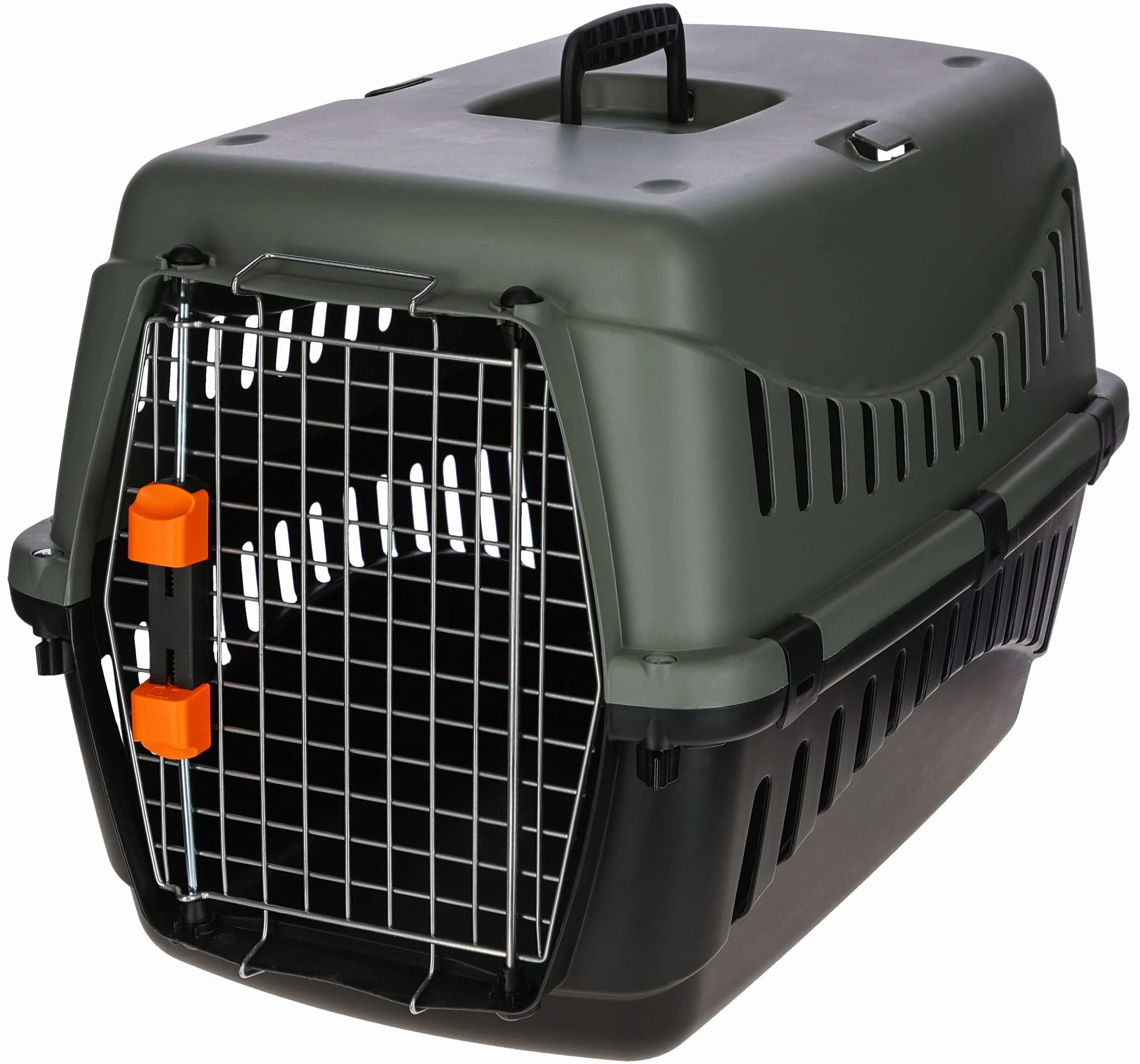 Kerbl Eco 80561 skrzynka transportowa (dł. x szer. x wys. 60 x 40 x 38,5 cm, z miską na wodę i uchwytem do noszenia, wysokiej jakości metalowe drzwi)