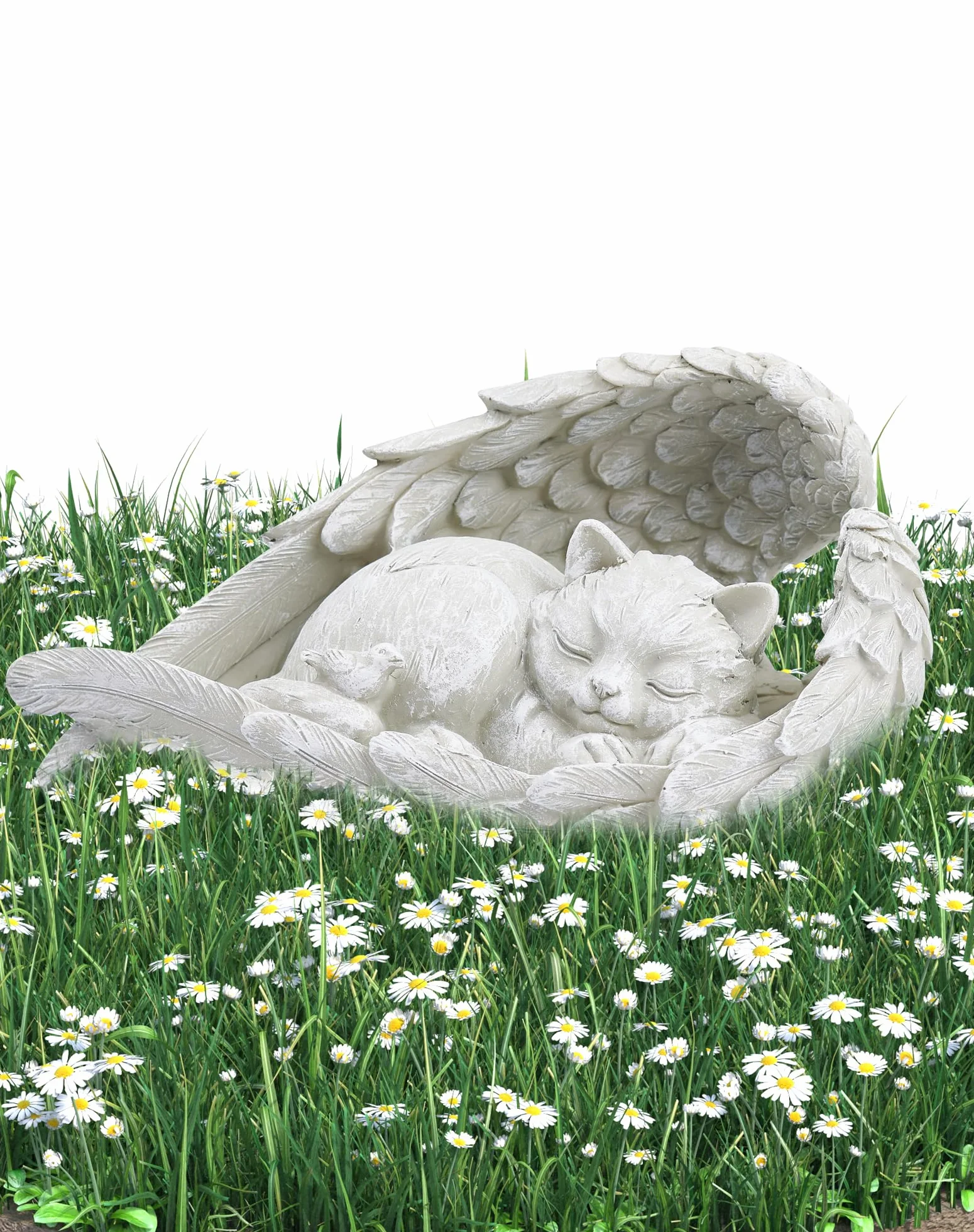 NETONDA Kamień pamiątkowy z motywem kota, anioła, 23,5 x 13,2 cm, pomnik dla zwierząt domowych, znacznik, statuetka hołdu, dekoracja, pamiątka, zwierzę, statuetka ogrodowa, żywica poliestrowa,