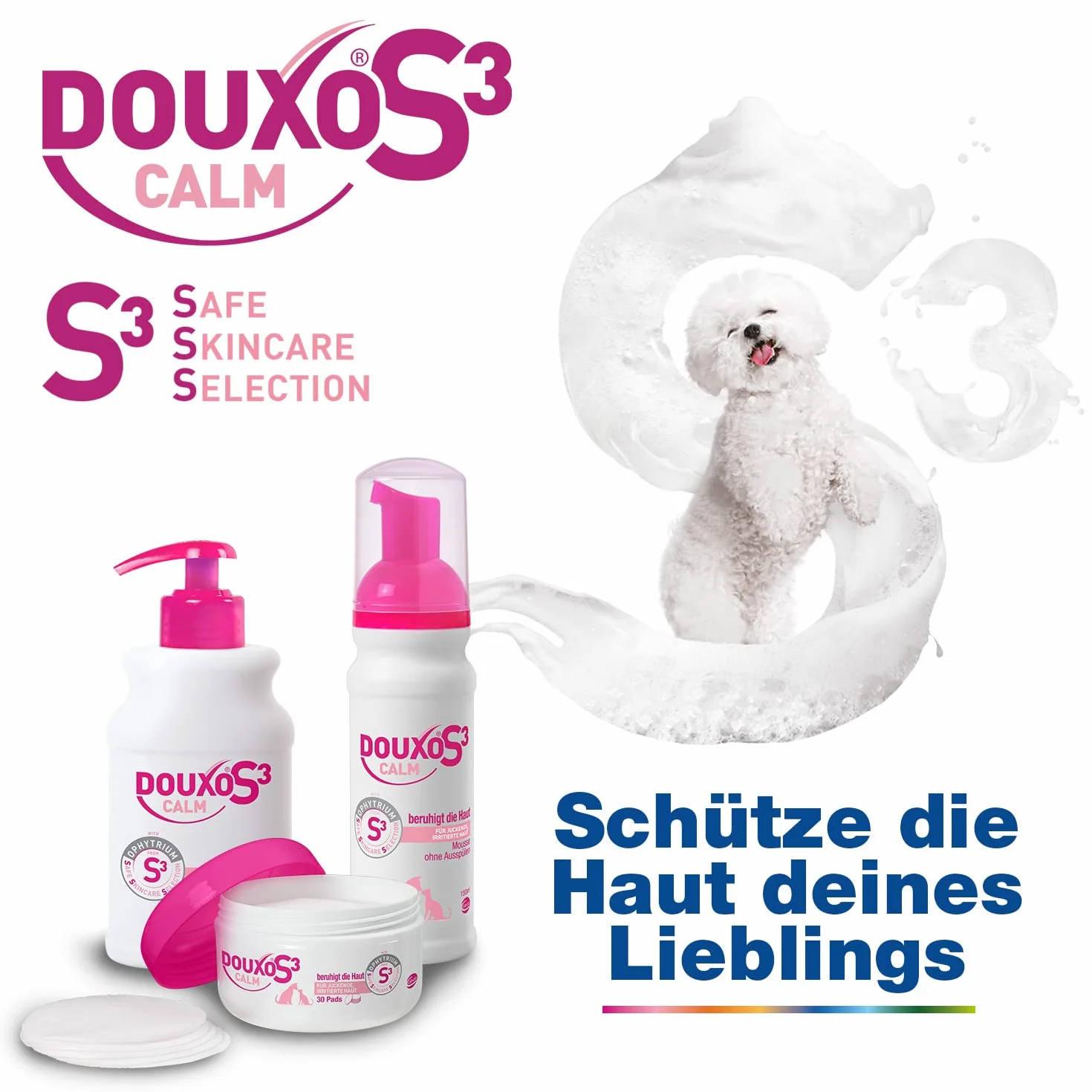 DOUXO S3 Calm Mousse dla psów i kotów – higiena dla skóry wrażliwej, 150 ml