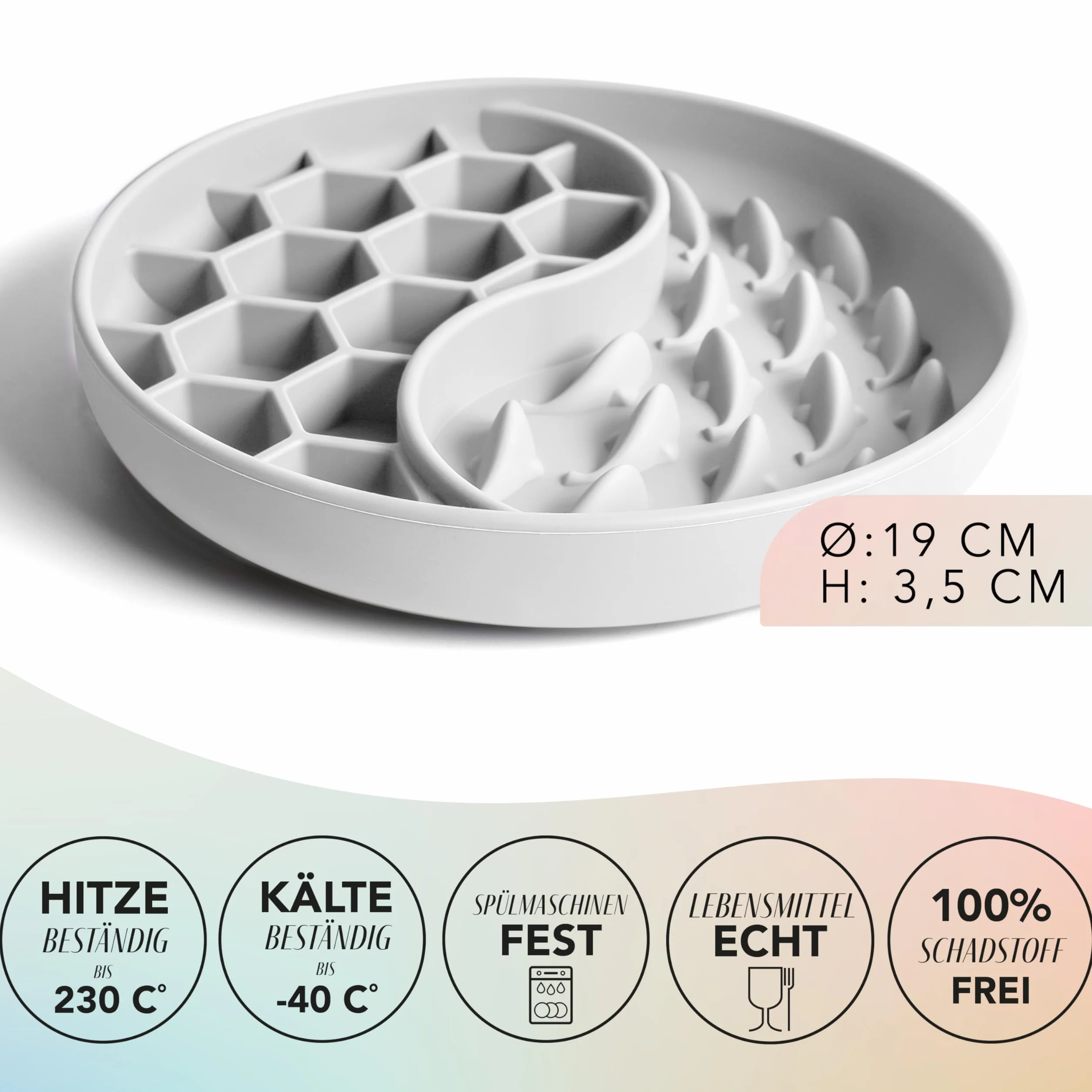 ne&no® Miska przeciw połykaniu dla psów i kotów I Wolny podajnik I Mata do lizania dla psa z dużą przyssawką I Mata do lizania dla kota do mokrej i suchej karmy (Stone Grey)