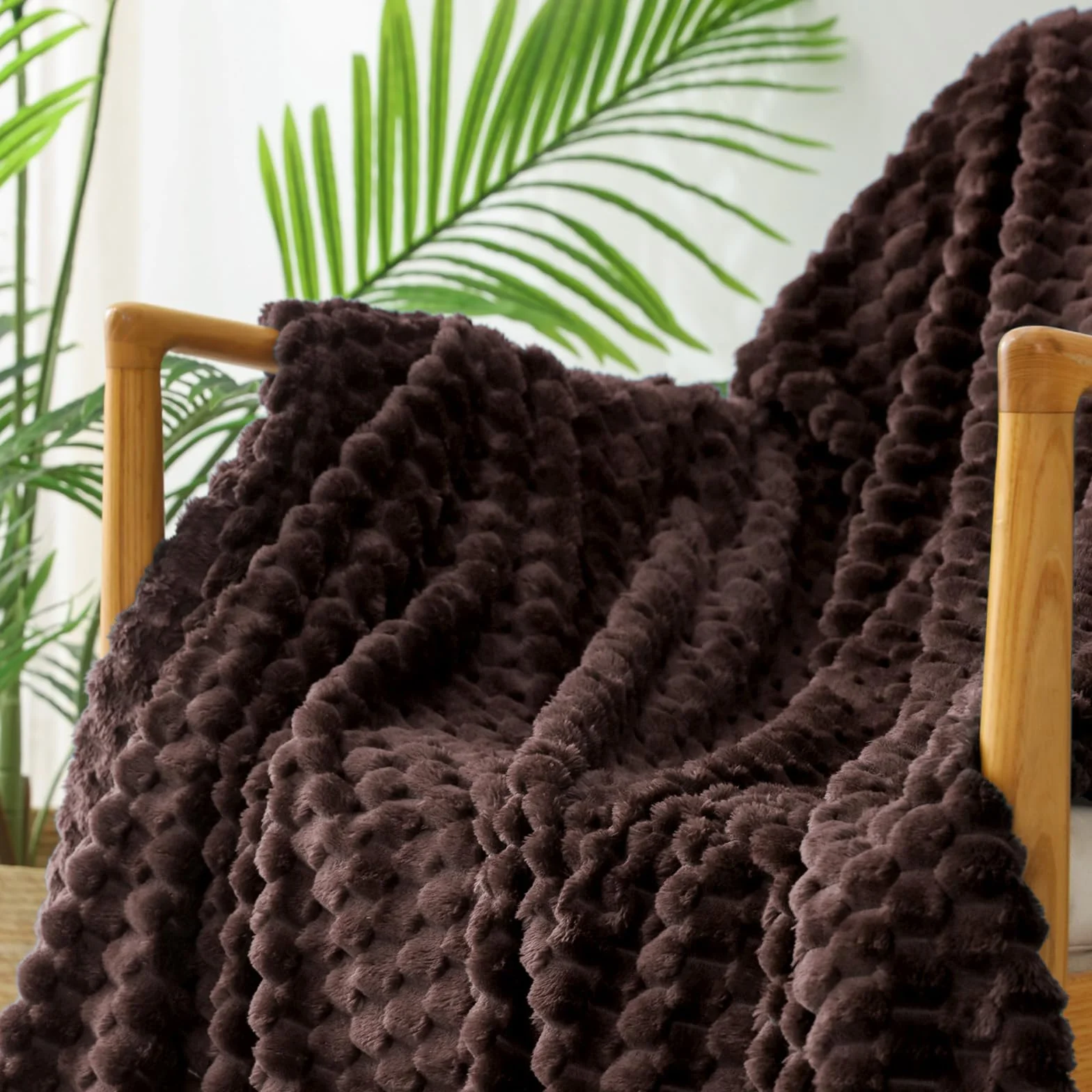 Exclusivo Mezcla Koc polarowy flanelowy w rozmiarze queen, 230 x 230 cm, stylowy żakardowy, aksamitny pluszowy koc na łóżko, przytulny, ciepły, lekki i dekoracyjny koc do kawy
