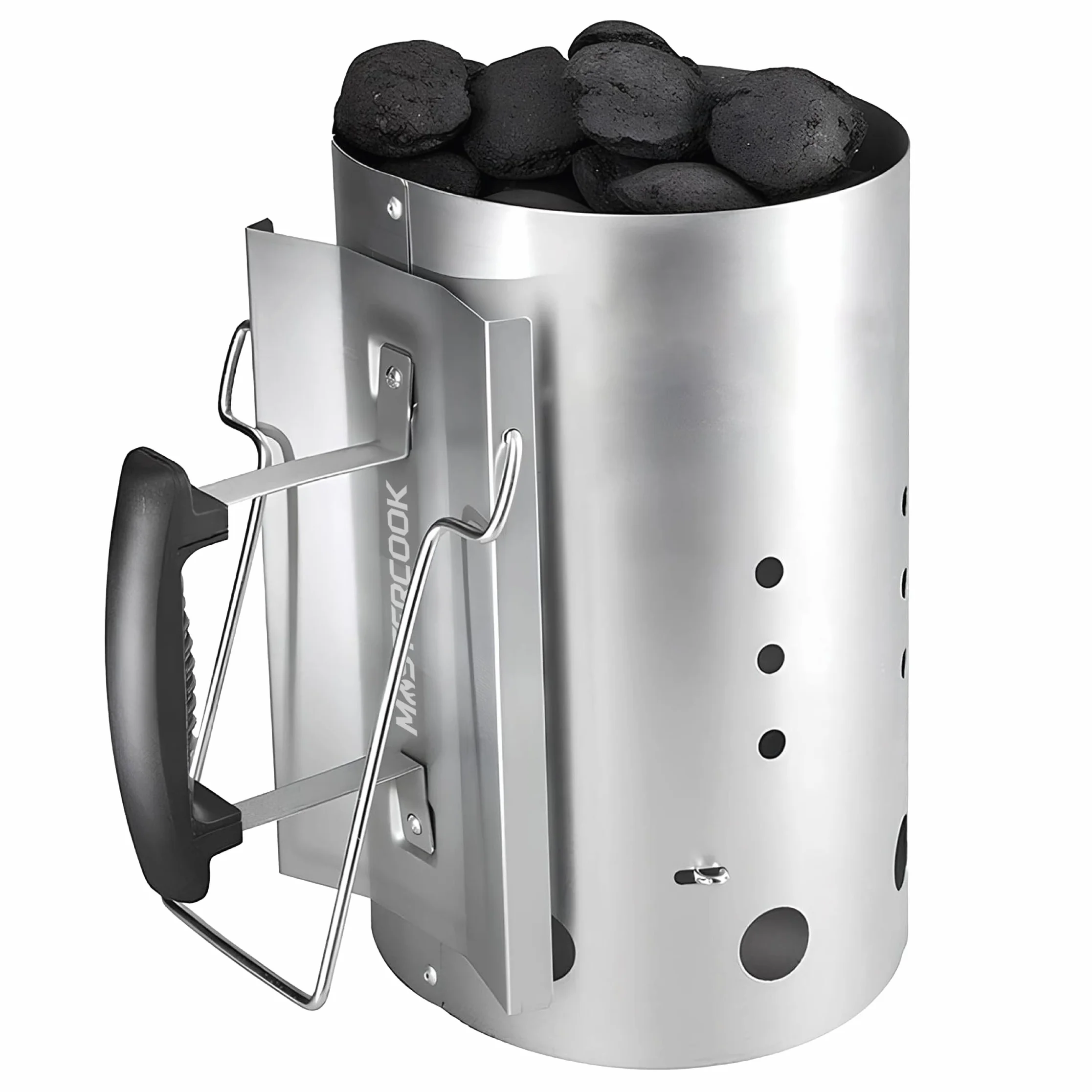 MasterCook zapalnik do grilla z aluminiowym uchwytem bezpieczeństwa zapalić węgiel drzewny grill średnica 19 cm i wysokość 30 Cm, pojemność ponad 1,5 kg