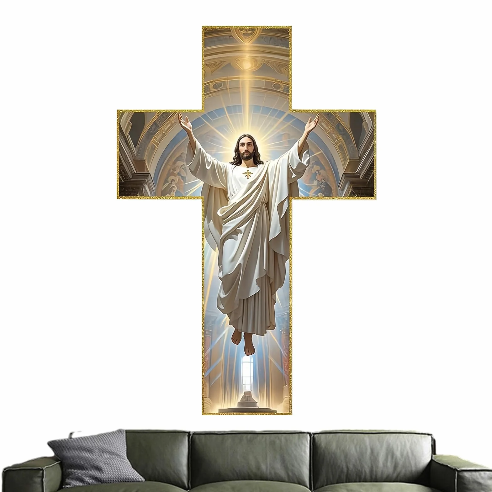 Hezudiay Krucyfiks drewniany krzyż ścienny z Jezusem, krzyż ścienny z drewna, vintage, chrześcijańska dekoracja ścienna, ręcznie wykonana biżuteria religijna, wiszący krucyfiks, drewniany prezent