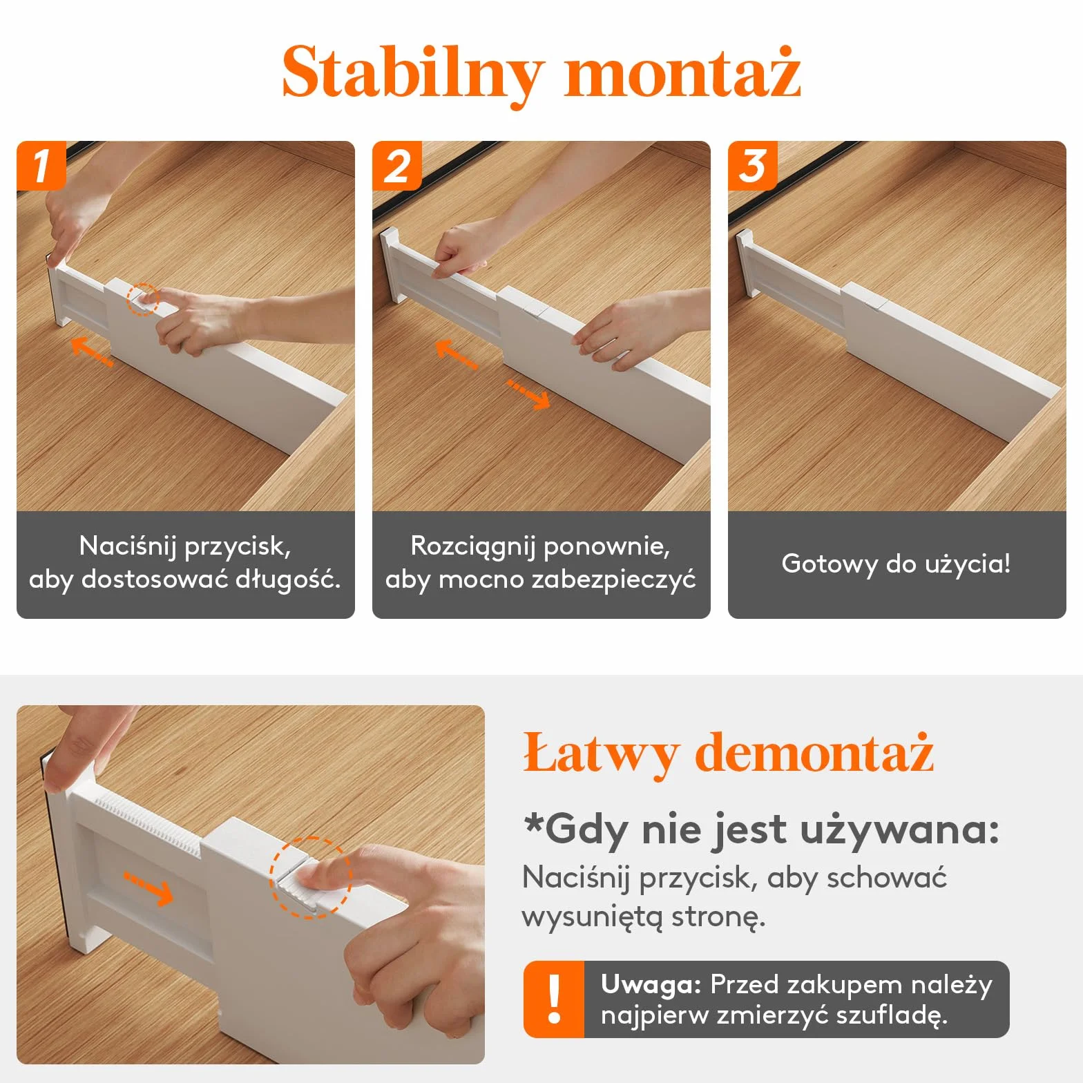 Lifewit 5-pak przegródek do szuflad o wysokości 10 cm, regulowane organizery na ubrania, rozszerzalne separatory komody w sypialni/łazience/kuchni/biurze