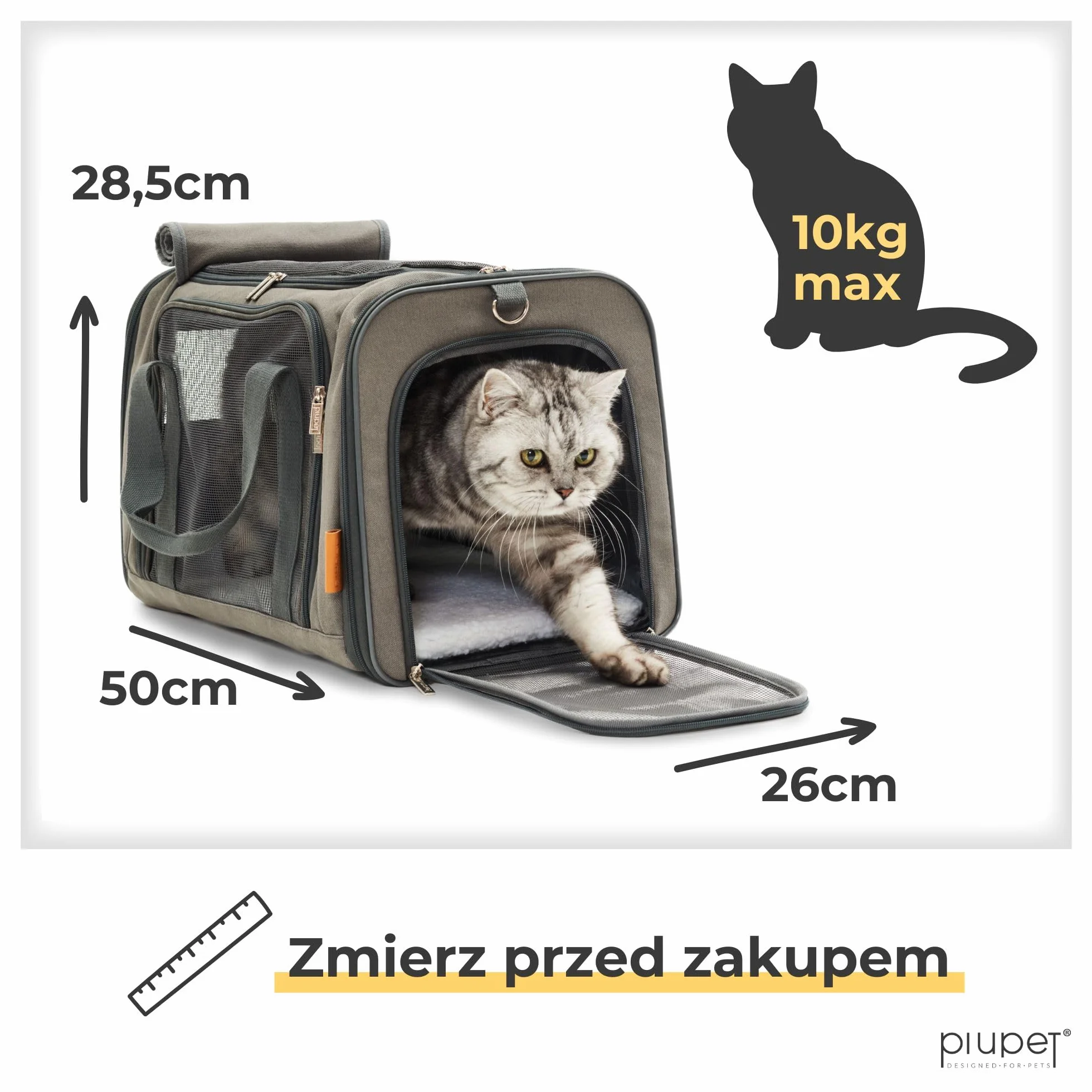 PiuPet® Pudełko transportowe i stabilna torba dla transportowych kotów I idealna z dużym polem widzenia