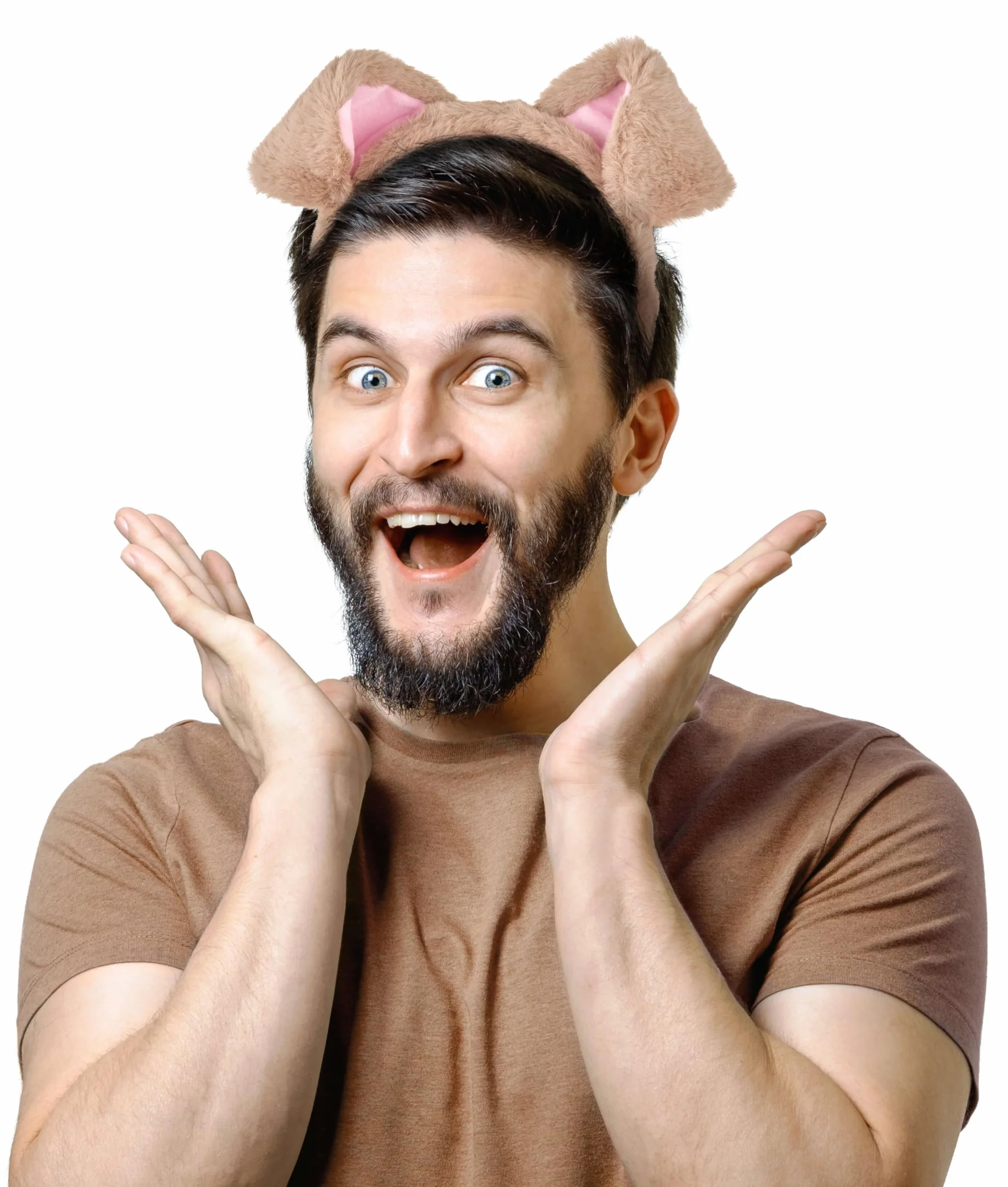 Balinco Kostium psa karnawałowy z uszami, opaska na głowę, Halloween, brązowy, różowy