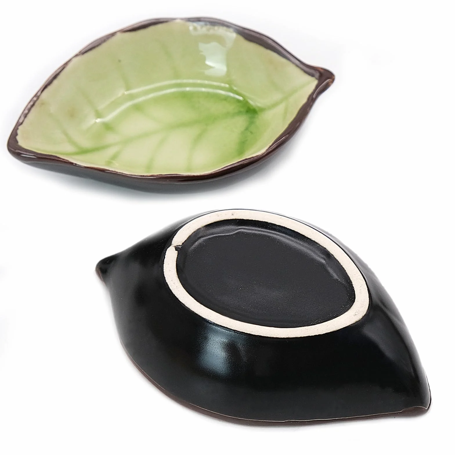 4 sztuki ceramicznych foremek w kształcie liści, ręcznie wykonane miseczki na sosy, ceramiczne miseczki na przekąski, sos sojowy, przyprawy, owoce, miseczka
