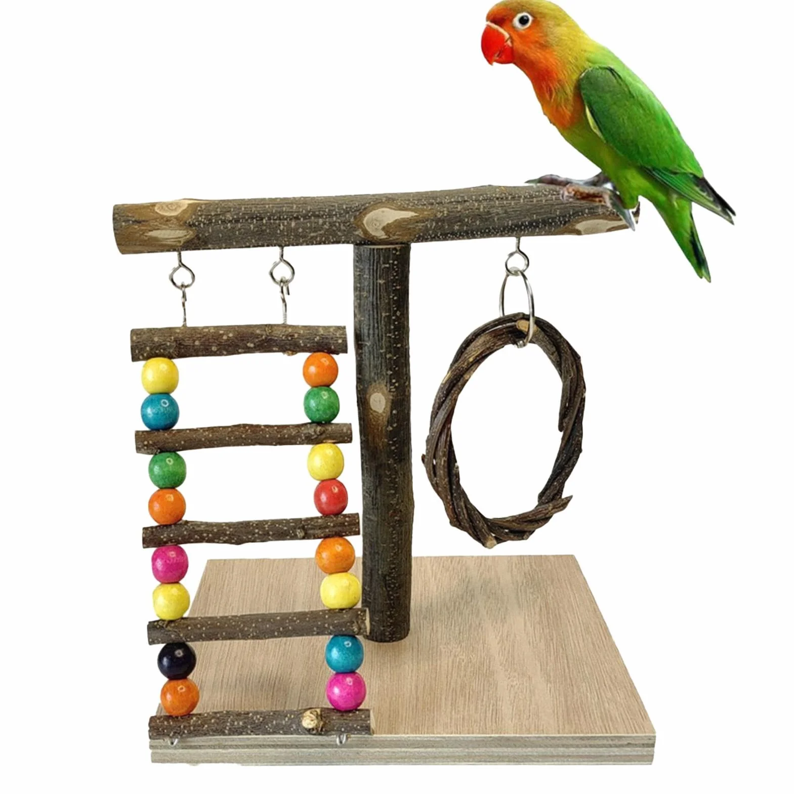 Parrot Playground, Natural Wood Parrot Perch, Bird Play Stand, Tabletop Parrot Perch, Bird Playstand Training Playground, Bird Cage Toys For Cockatiels, Parrot Perch Play Stand, Bird Perch For Parrots