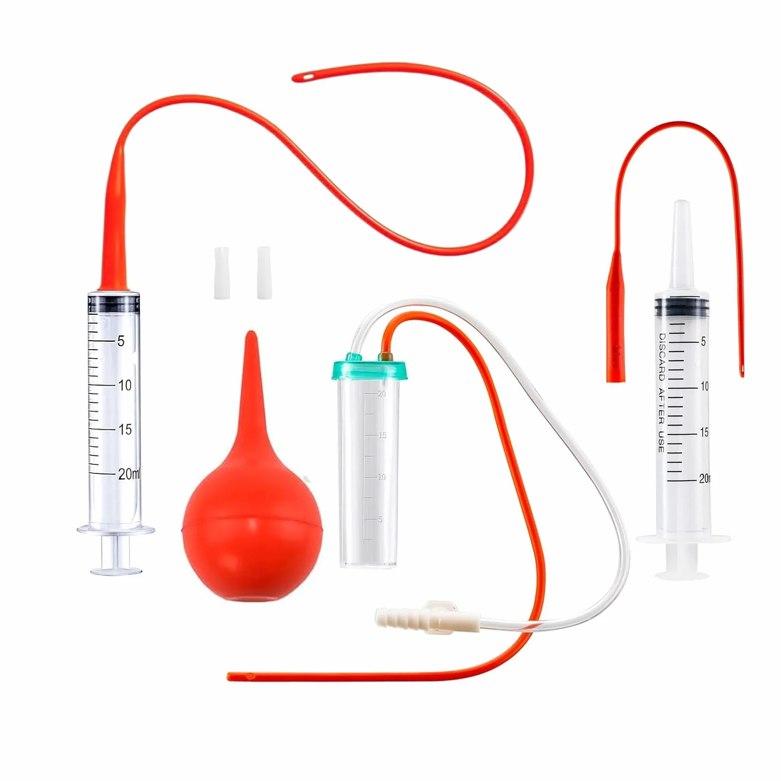 Cewnik ssący śluzu dla noworodka zestaw do karmienia 2 szt. 8 rurek FR + 2 strzykawki 20 ml + aspirator