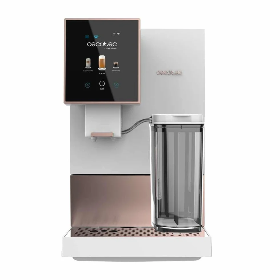 Cecotec Super automatyczny ekspres do kawy Cremmaet Compactccino Connected White Rose. 19 barów, wyświetlacz TFT i Wi-Fi, system Thermoblock, zbiornik na mleko, zbiornik na kawę 150 g, 5 poziomów