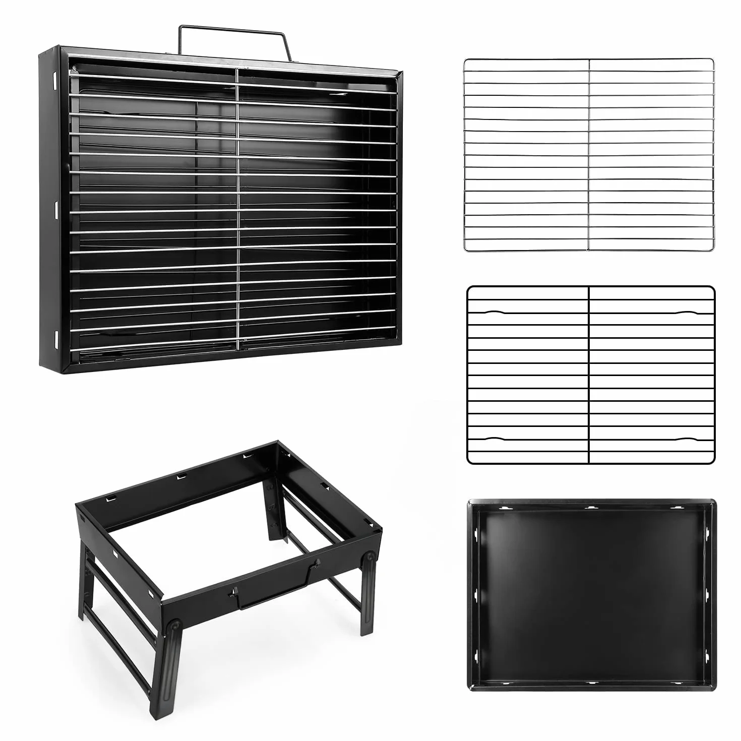 Uten Grill na węgiel drzewny, przenośny składany grill na węgiel drzewny, ze stali nierdzewnej, do gotowania na świeżym powietrzu, na kemping, wędrówki, piknik