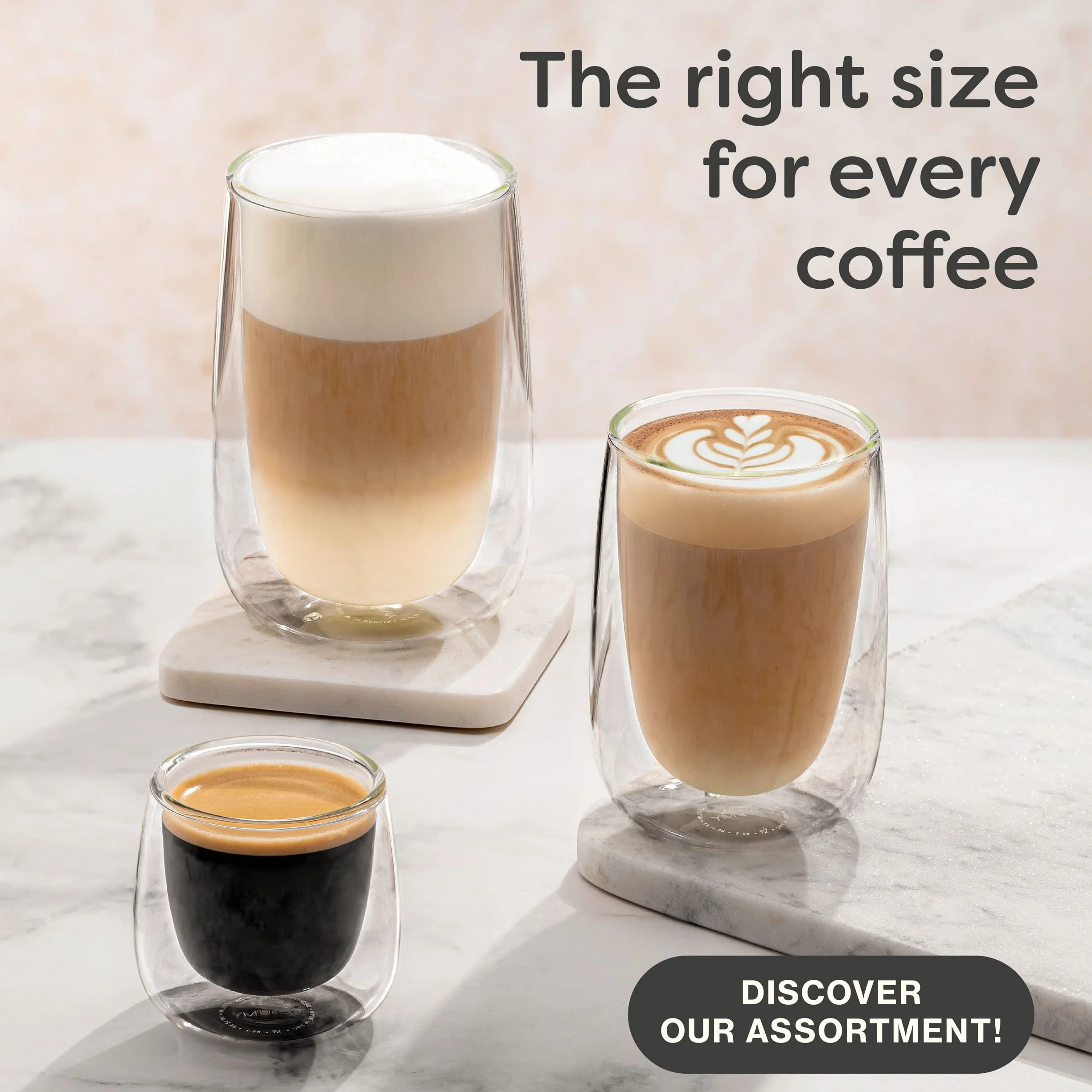 Cosumy 4 Szklanki termiczne do cappuccino o podwójnych ściankach 250 ml - dłużej utrzymują temperaturę - chronią dłonie - z pudełkiem prezentowym