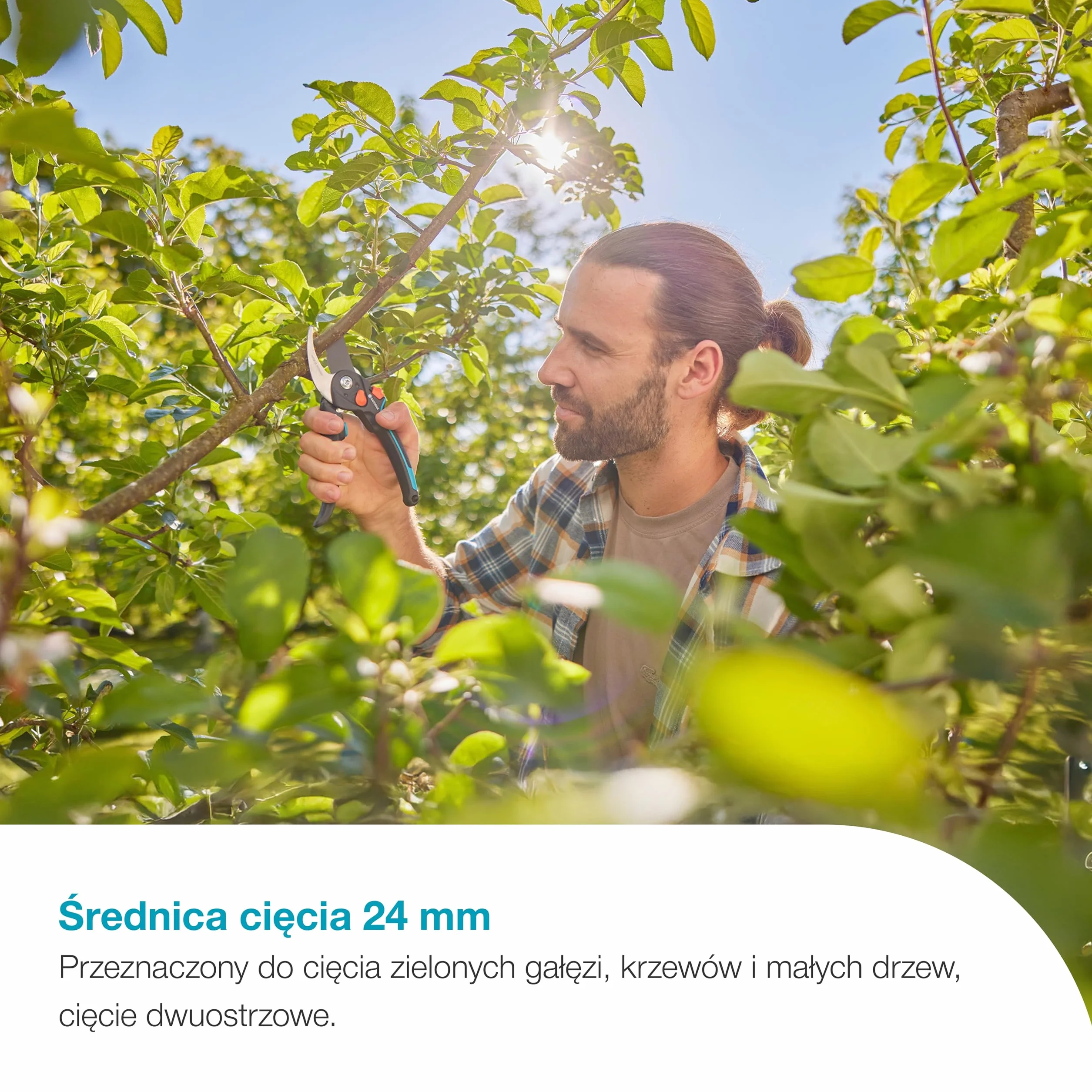 Gardena Nożyce ogrodowe PremiumCut Pro Flex, cięcie obejściowe, do świeżego drewna, średnica cięcia 24 mm, ergonomiczne uchwyty, ostrza PowerCoating, wyprodukowano w Niemczech (12252-20)
