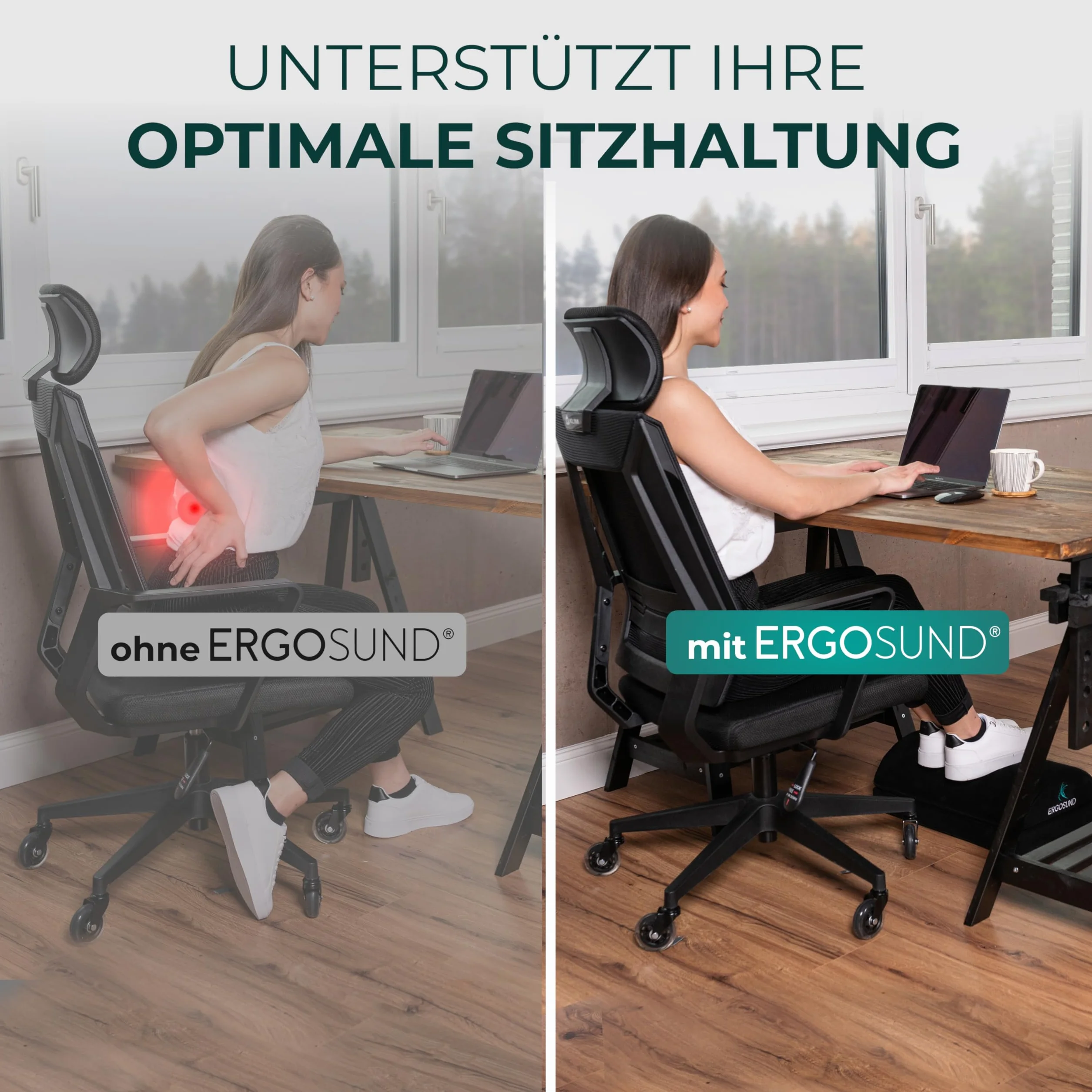 ERGOSUND® Fußstütze Schreibtisch [TESTSIEGER] - Premium Schaumstoffkern - Höhenverstellbare Fußbank [rutschfest] - Ergonomische Fußablage für das Büro & Home Office - Mit Ergotherapeuten entwickelt