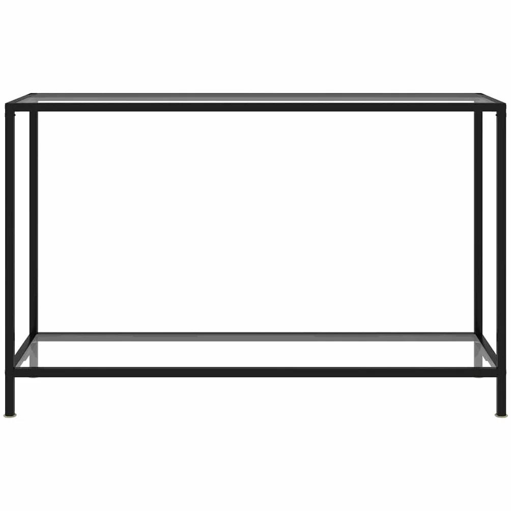 Stolik konsolowy, przezroczysty, 120 x 35 x 75 cm, szkło hartowane z półkami, nowoczesny stolik pomocniczy do salonu, sypialni, przedpokoju