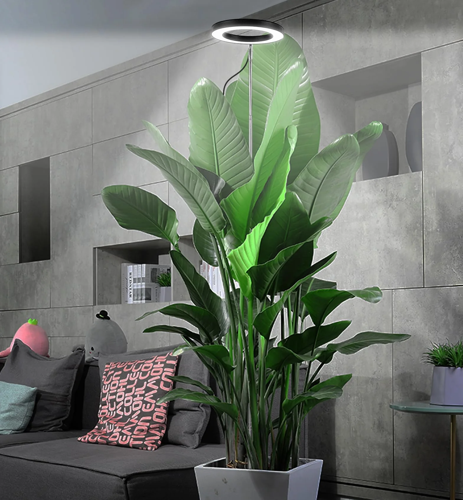 Qoolife lampa roślinna led full spectrum dla roślin domowych, 147 CM regulowana wysokość światła roślinnego z 72 diodami LED, 3 ściemniane poziomy jasności, timer 3/9/12 godzin dla roślin domowych