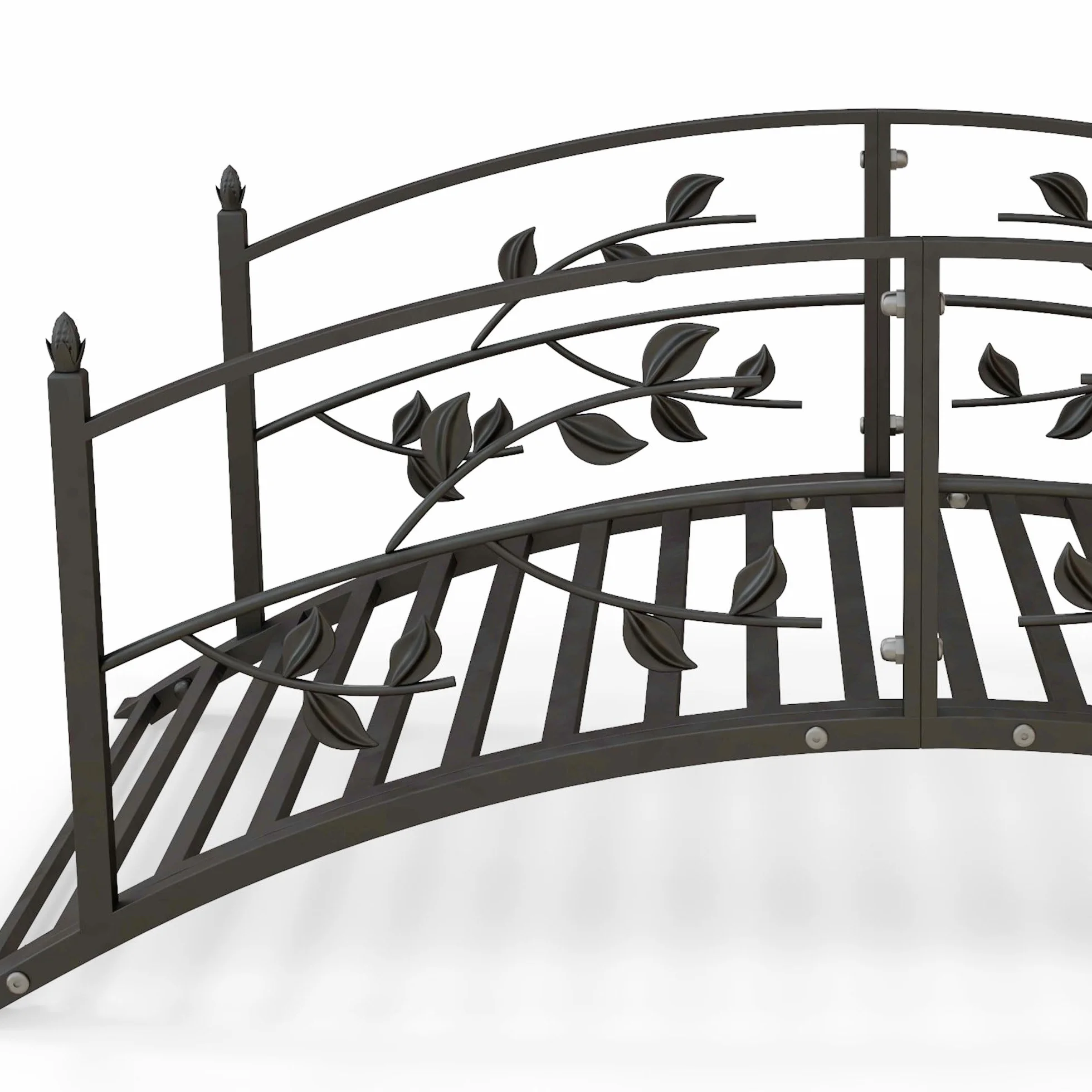 Outsunny Most ogrodowy - Most umywalkowy - dekoracja ogrodowa N. 119L x 67 l x 47H cm z balustradą Czarny stalowy wzór winorośli
