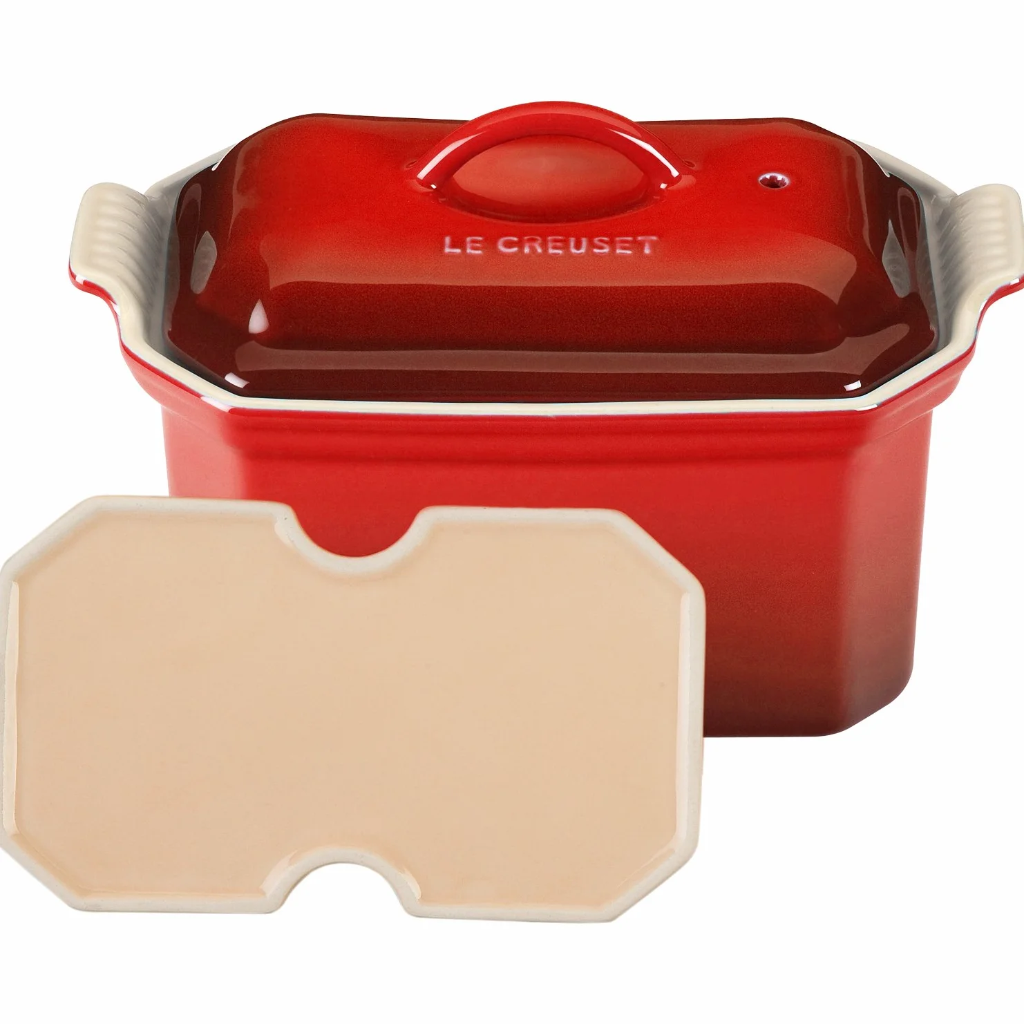 Le Creuset Kamionka prostokątny terrine z prasą, 800 ml, Cerise, 91008408064000