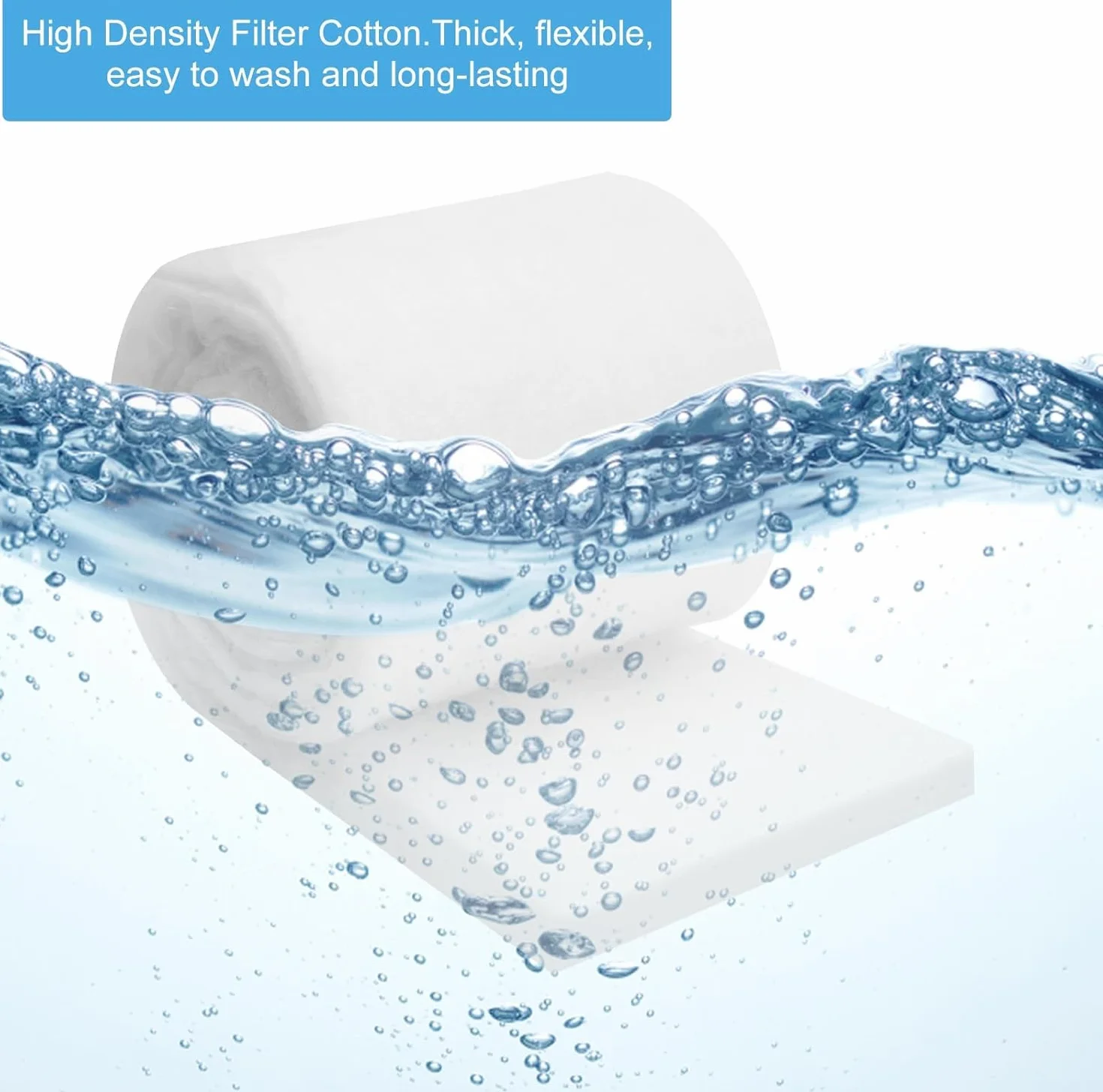 VOSSOT Mata filtrująca do akwarium 2 m, 12 cm x 3 cm, biała wata filtrująca