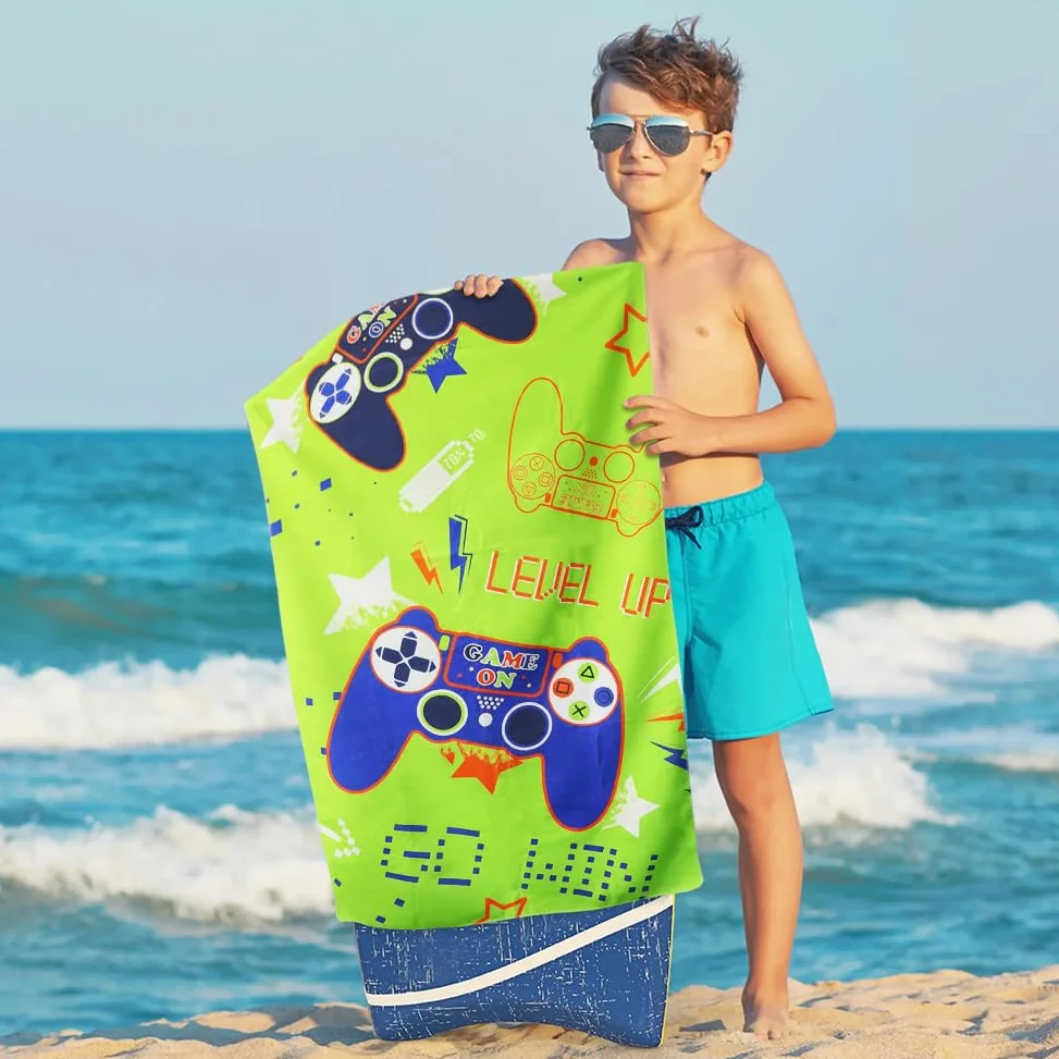 Ręcznik plażowy dla dzieci, ręcznik kąpielowy, ręcznik plażowy, ręcznik kąpielowy dla dziewcząt i chłopców (wzór do zabawy, 76 x 150 cm)