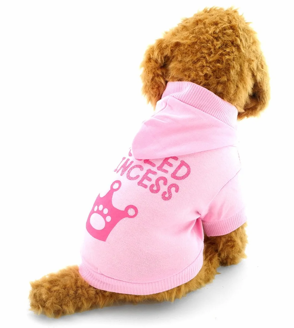 SMALLLEE_LUCKY_STORE Mały pies zepsuta bluza z kapturem chihuahua ubrania dla dziewcząt korona szczeniak koszulka dla kota Yorkshire zabawka pudel różowy S