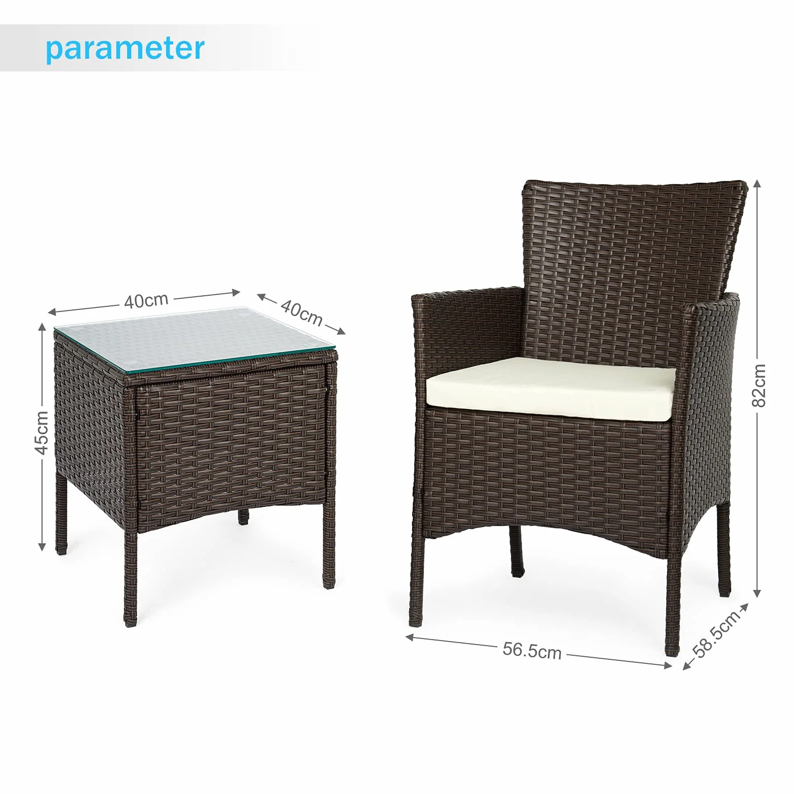 IntimaTe WM Heart Zestaw mebli ogrodowych, 3-częściowy, rattanowy zestaw mebli ogrodowych, balkon, zestaw mebli ogrodowych, całkowicie ręcznie tkany, bistro, kawiarnia, balkon, zestaw mebli