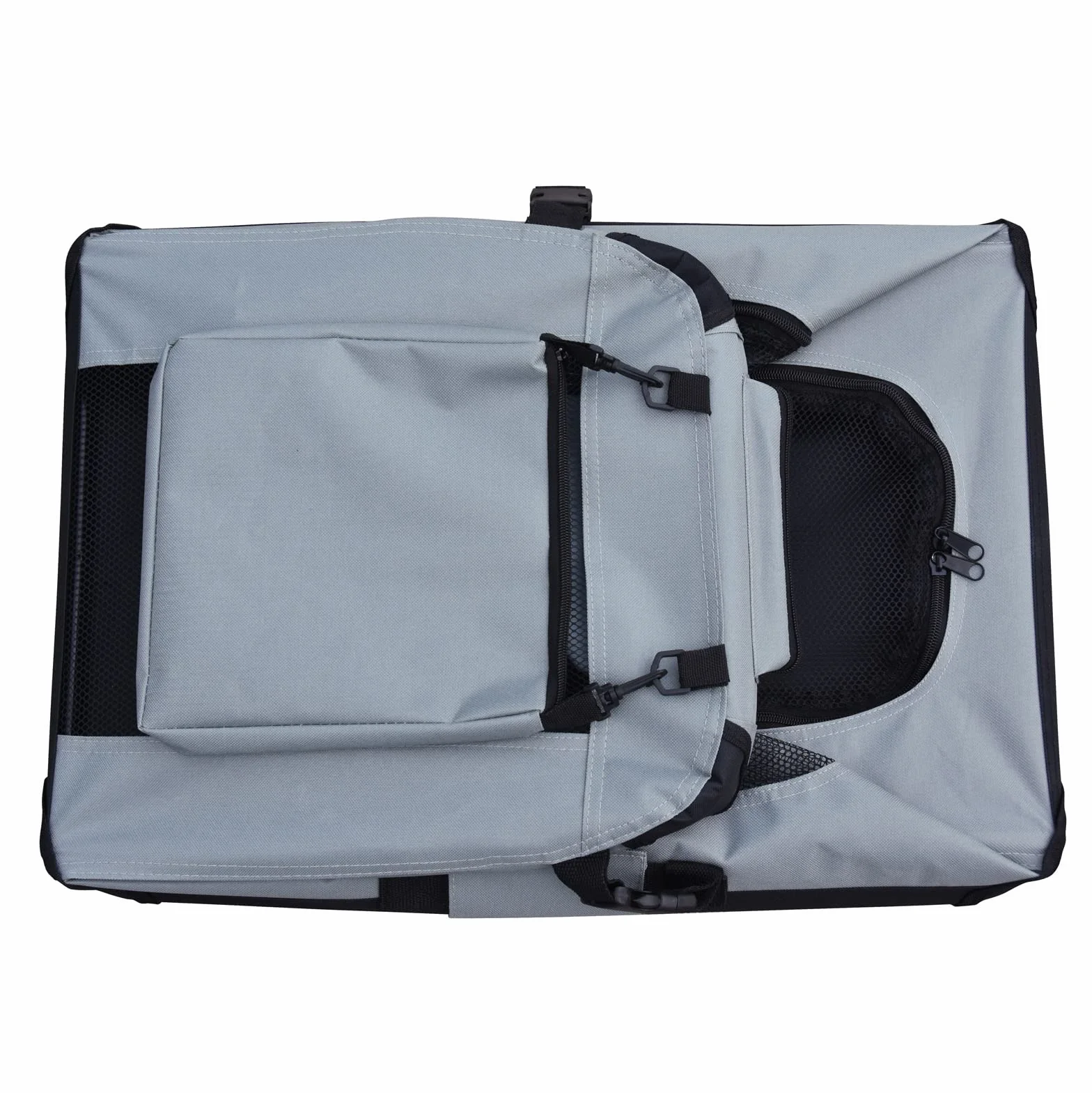 Fudajo Składany transporter dla psa i kota L (70x52x50 cm) szary, klatka transportowa z poduszką, lekka torba do samochodu dla zwierząt do max. 15 kg